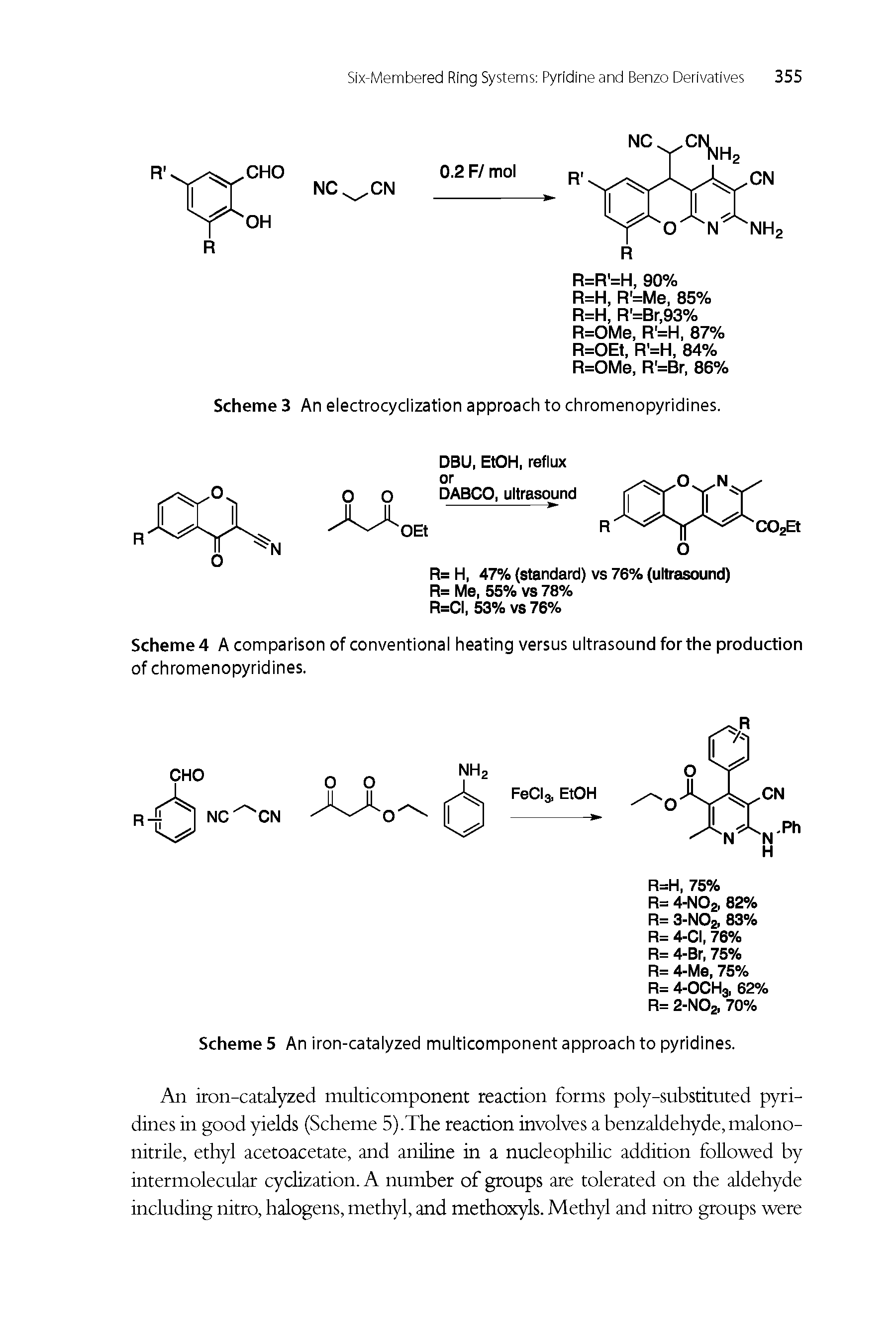 Scheme 5 An iron-catalyzed multicomponent approach to pyridines.