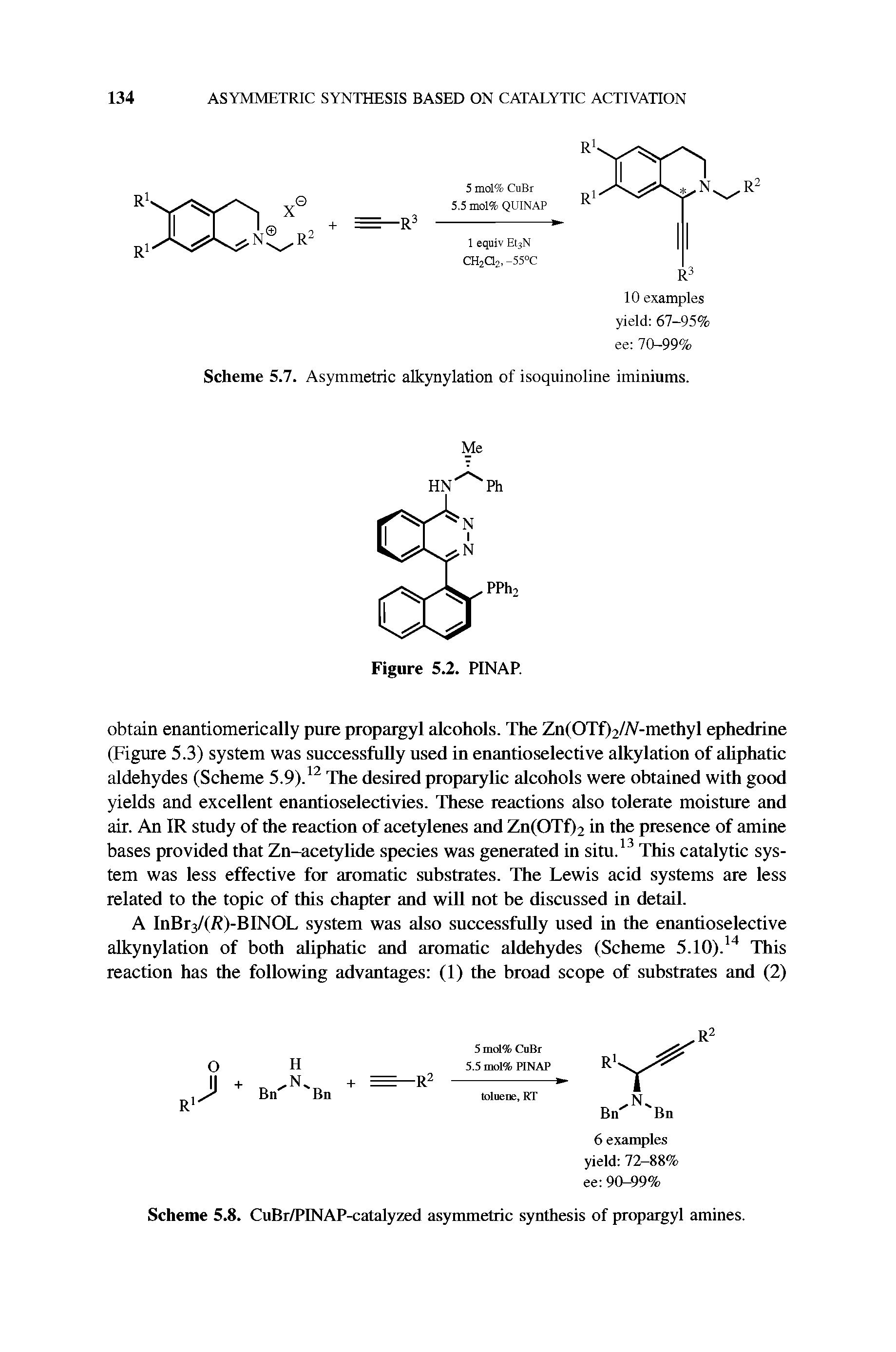 Scheme 5.8. CuBr/PINAP-catalyzed asymmetric synthesis of propargyl amines.