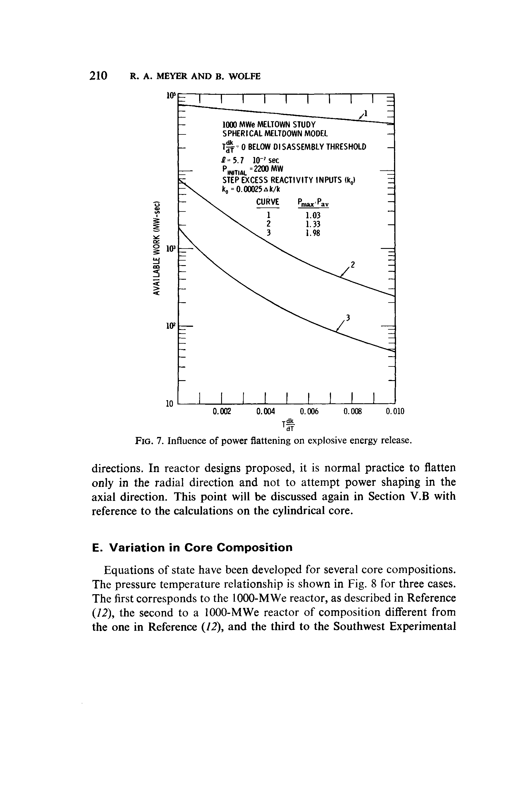 Fig. 7. Influence of power flattening on explosive energy release.