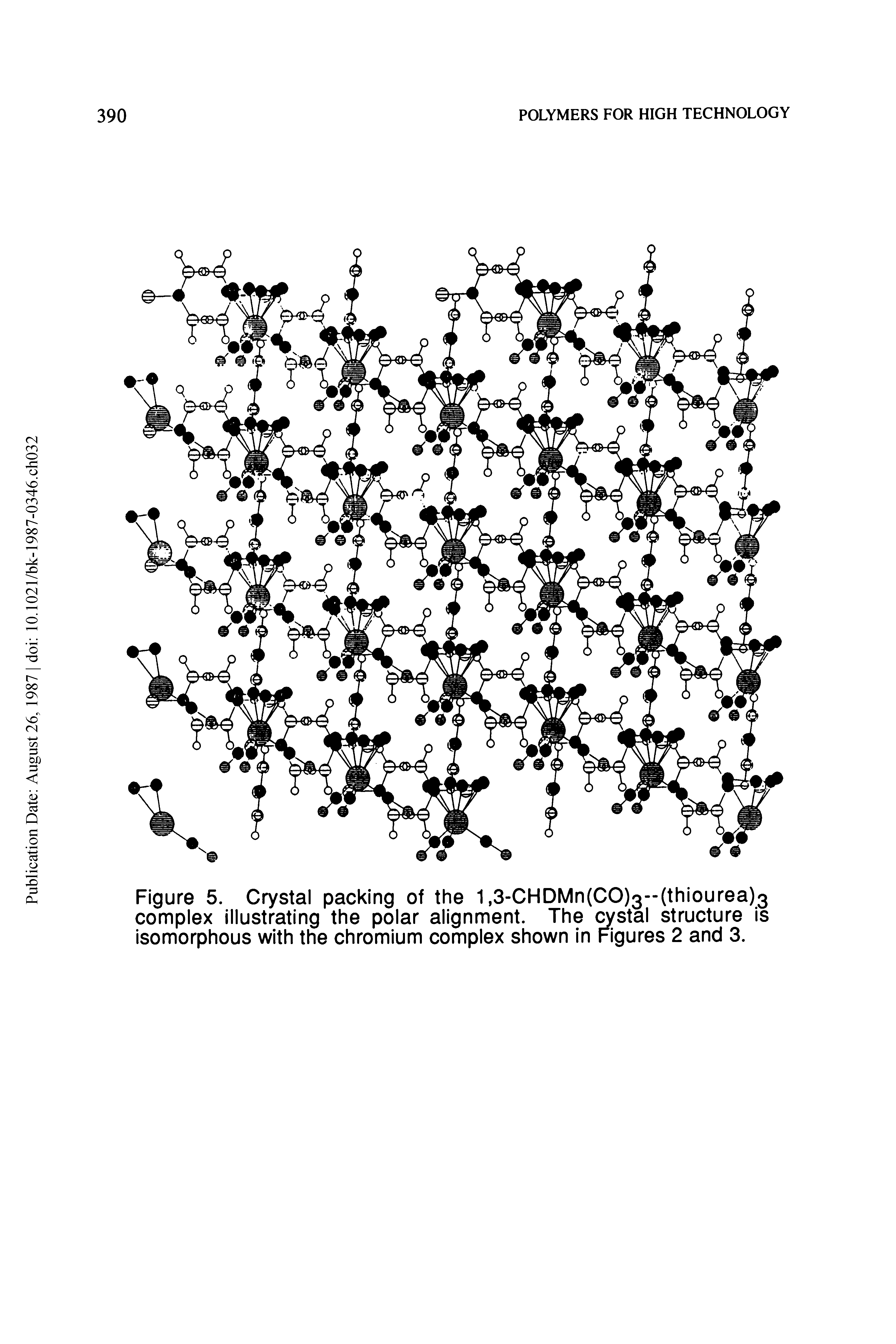 Figure 5. Crystal packing of the 1,3-CHDMn(CO)3--(thiourea)3 complex illustrating the polar alignment. The qrstal structure is isomorphous with the chromium complex shown in Figures 2 and 3.