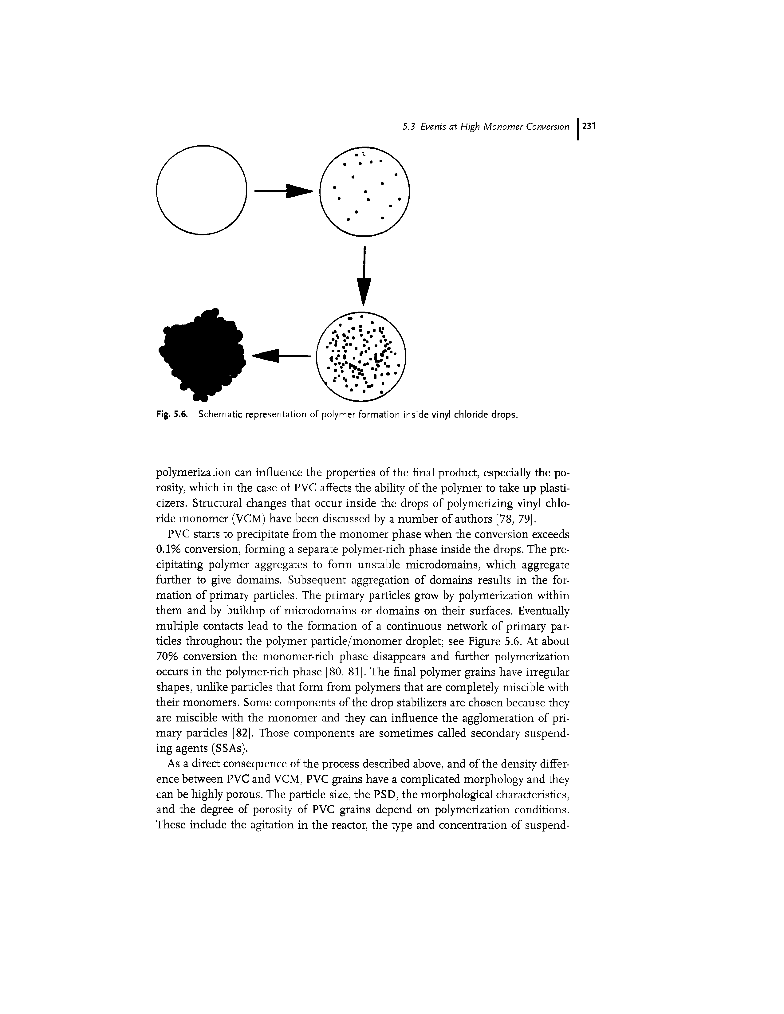 Fig. S.S. Schematic representation of polymer formation inside vinyl chloride drops.