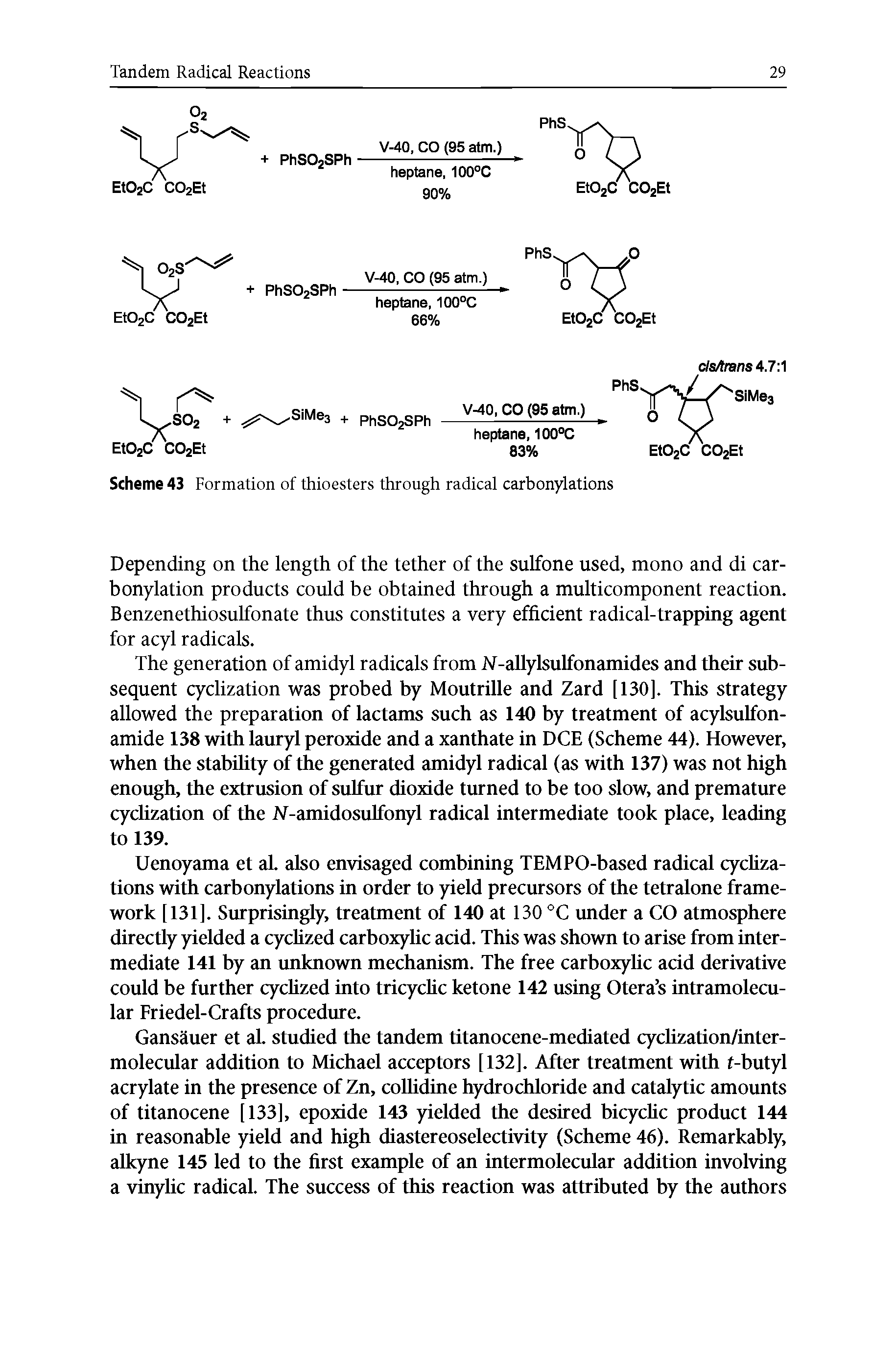 Scheme 43 Formation of thioesters through radical carbonylations...