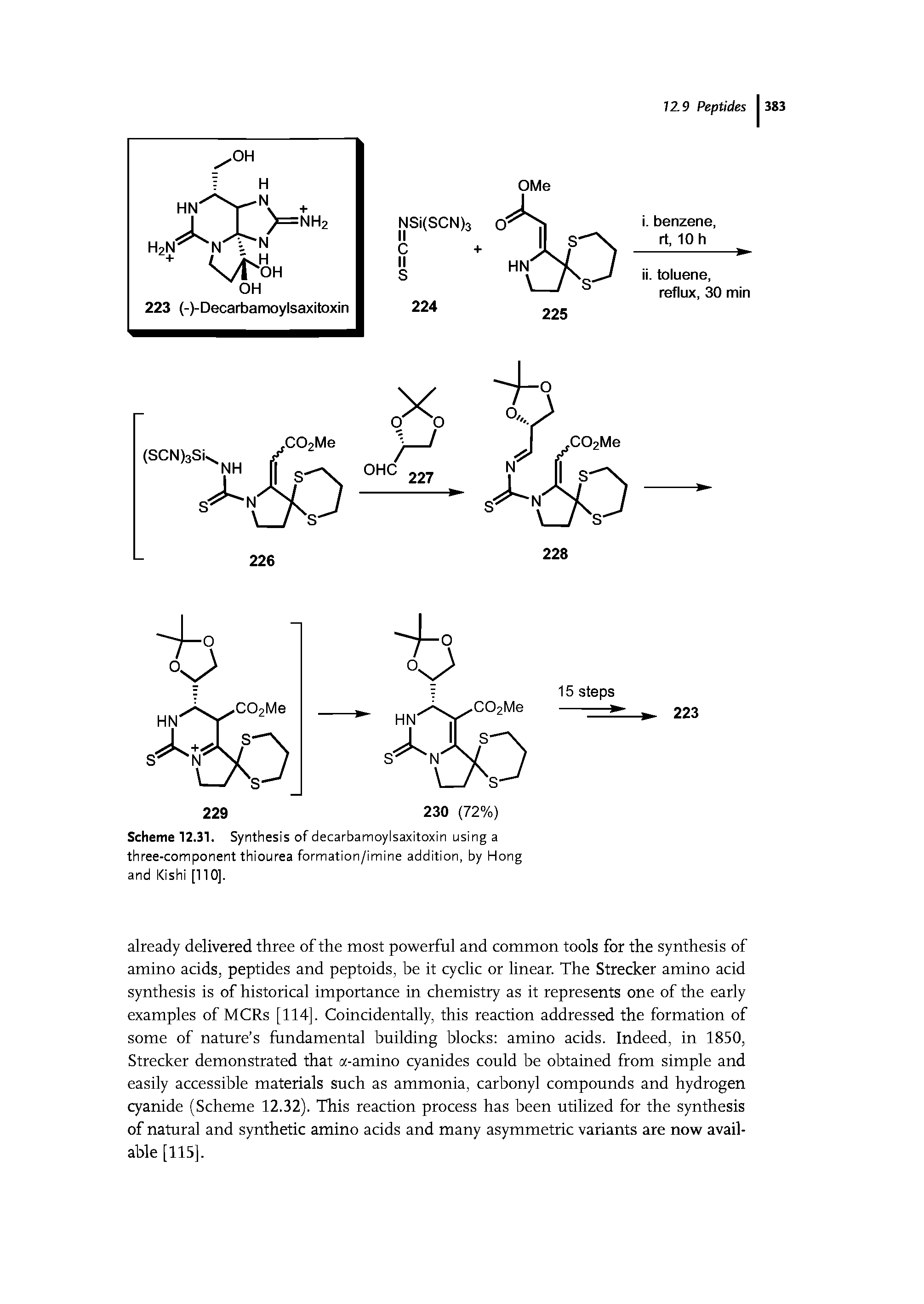 Scheme 12.31. Synthesis of decarbamoylsaxitoxin using a three-component thiourea formation/imine addition, by Hong and Kishi [110].