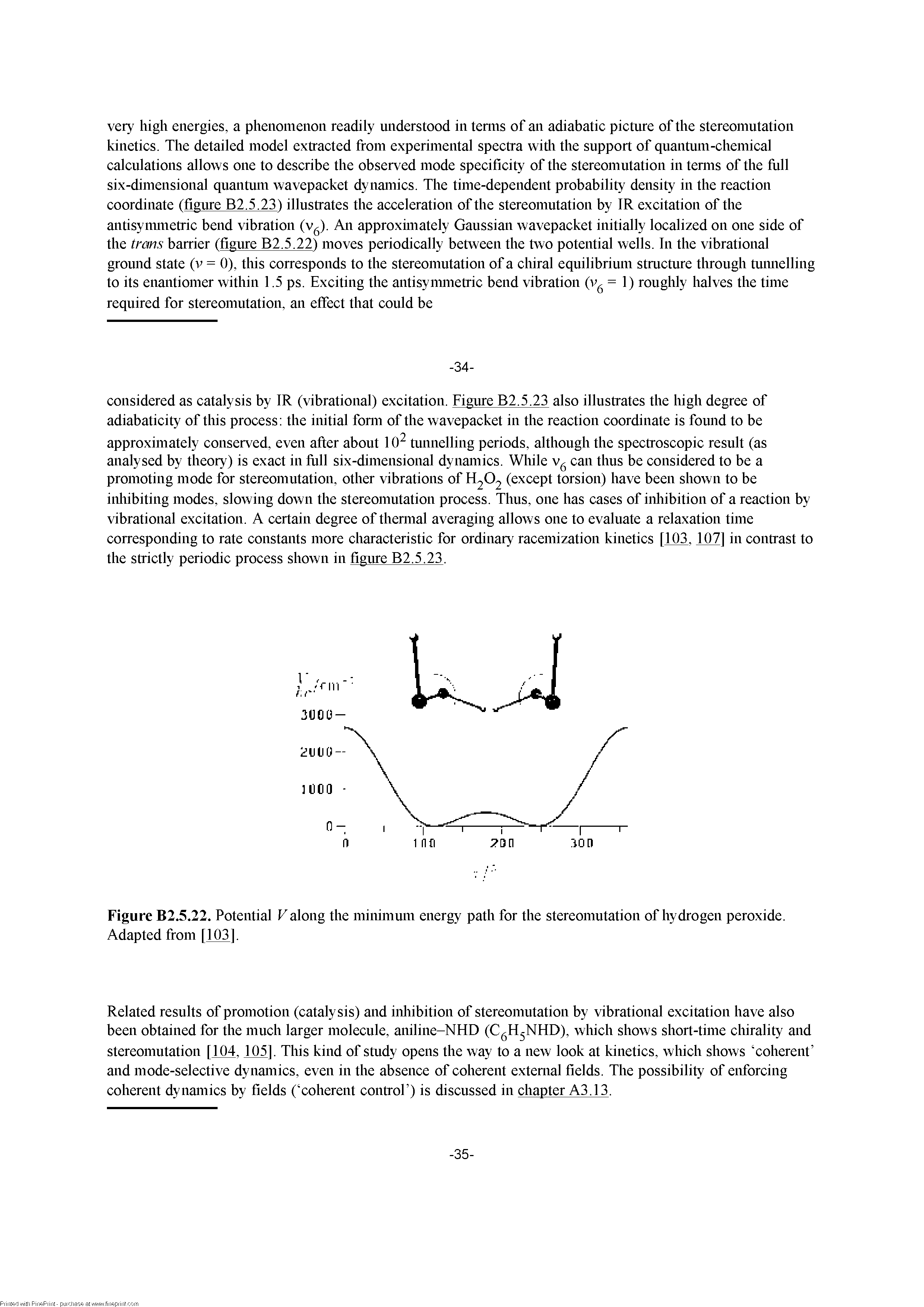 Figure B2.5.22. Potential V along the minimum energy path for the stereonuitation of hydrogen peroxide. Adapted from [103].