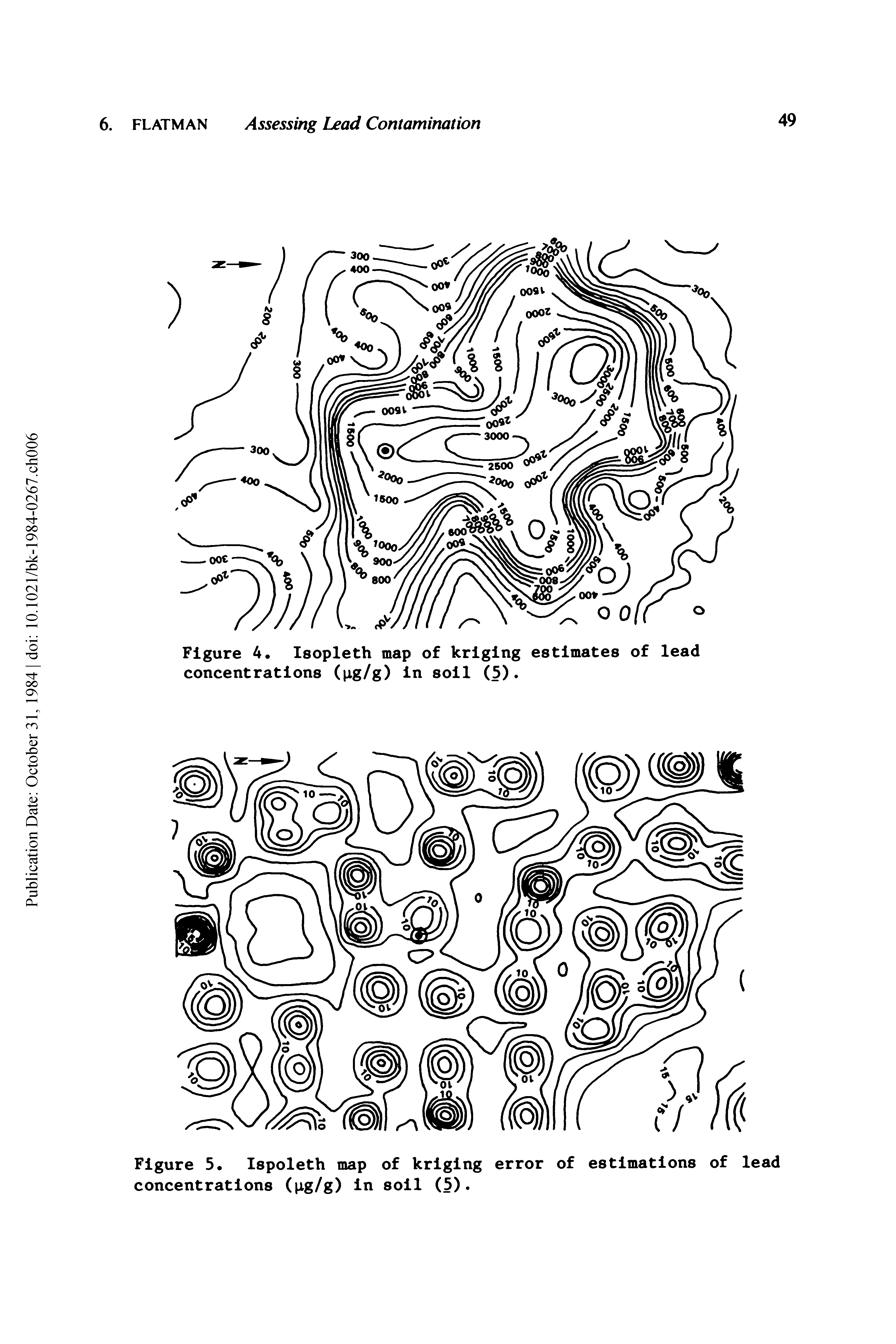 Figure 5. Ispoleth map of kriging error of estimations of lead concentrations (pg/g) in soil (5).