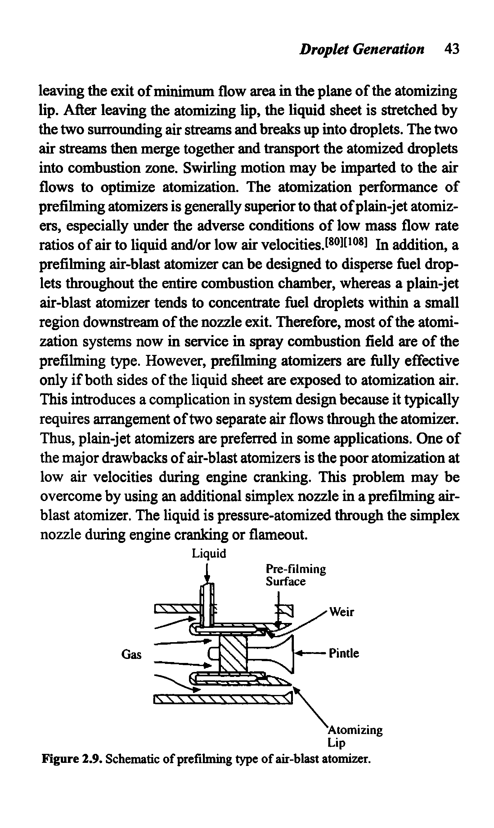 Figure 2.9. Schematic of prefilming type of air-blast atomizer.