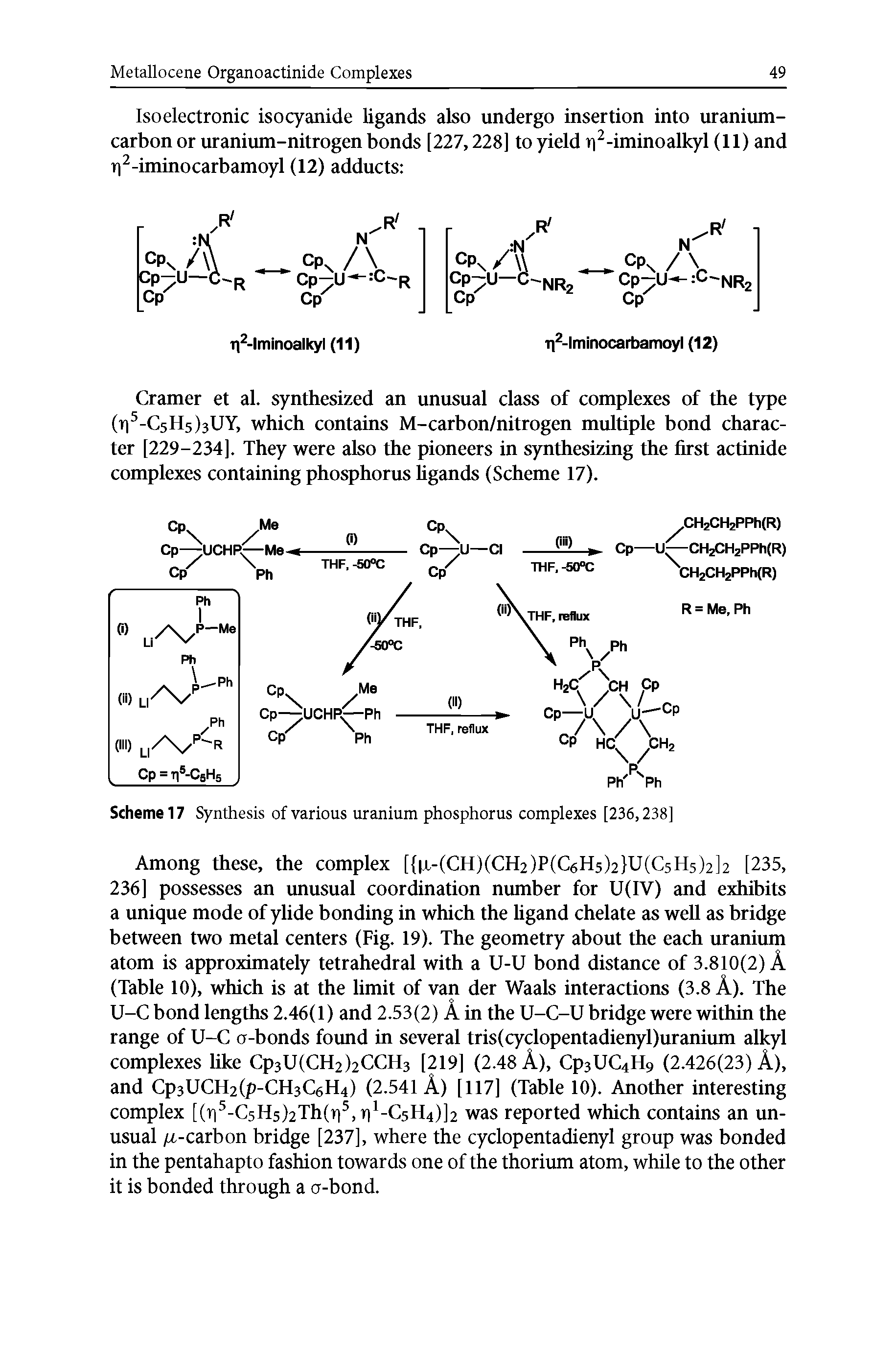 Scheme 17 Synthesis of various uranium phosphorus complexes [236,238]...