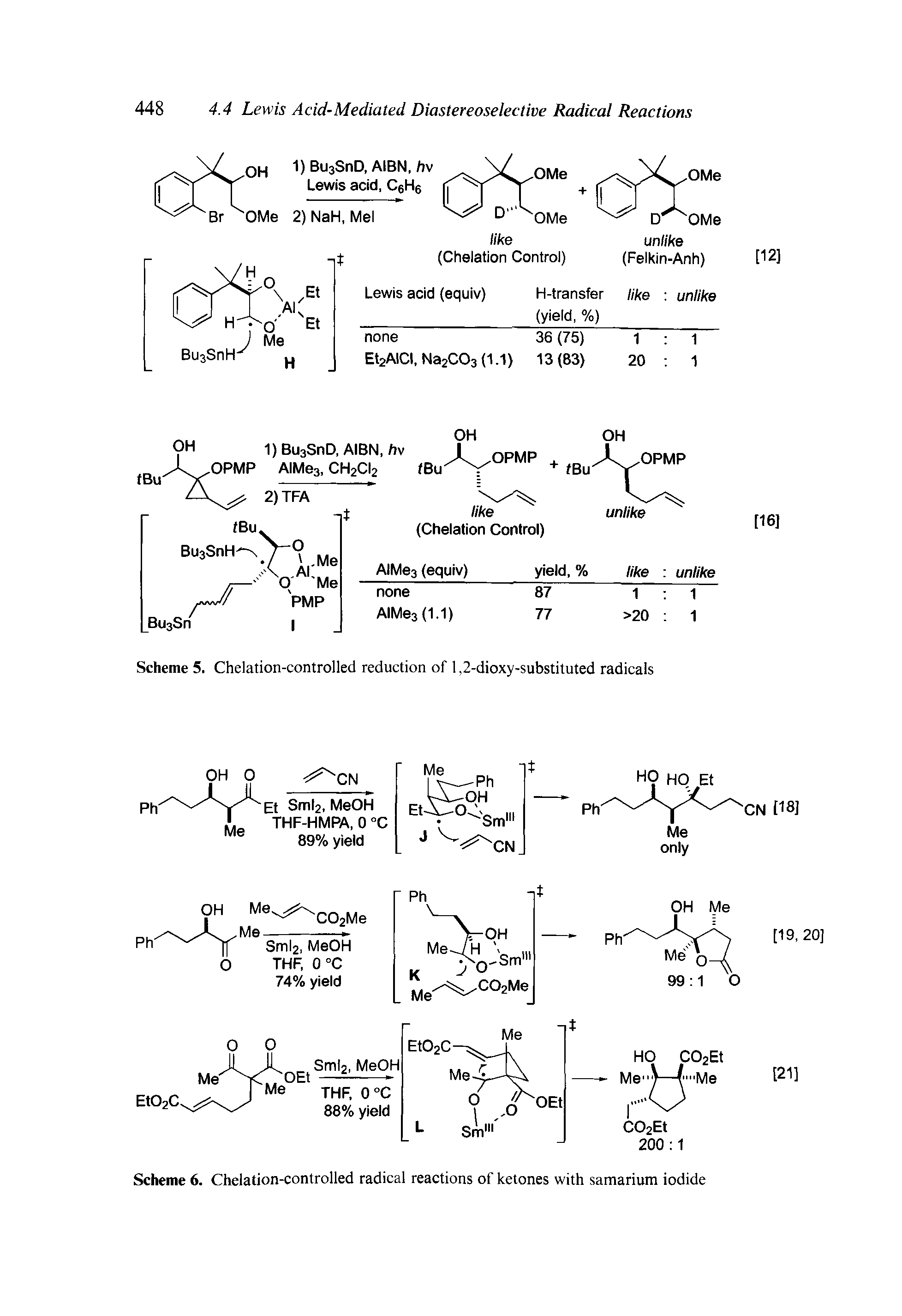 Scheme 5. Chelation-controlled reduction of 1,2-dioxy-substituted radicals...