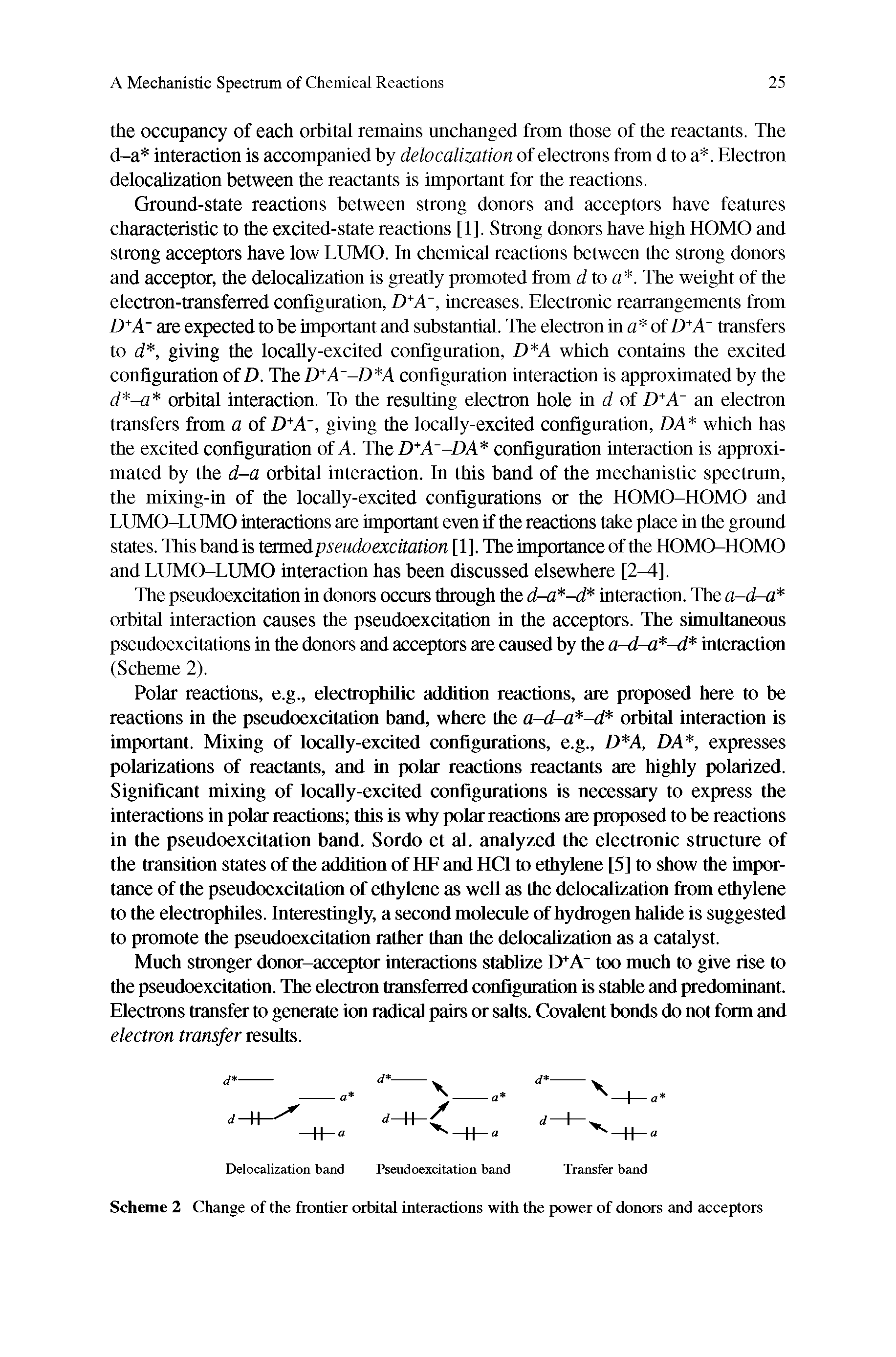 Scheme 2 Change of the frontier orbital interactions with the power of donors and acceptors...