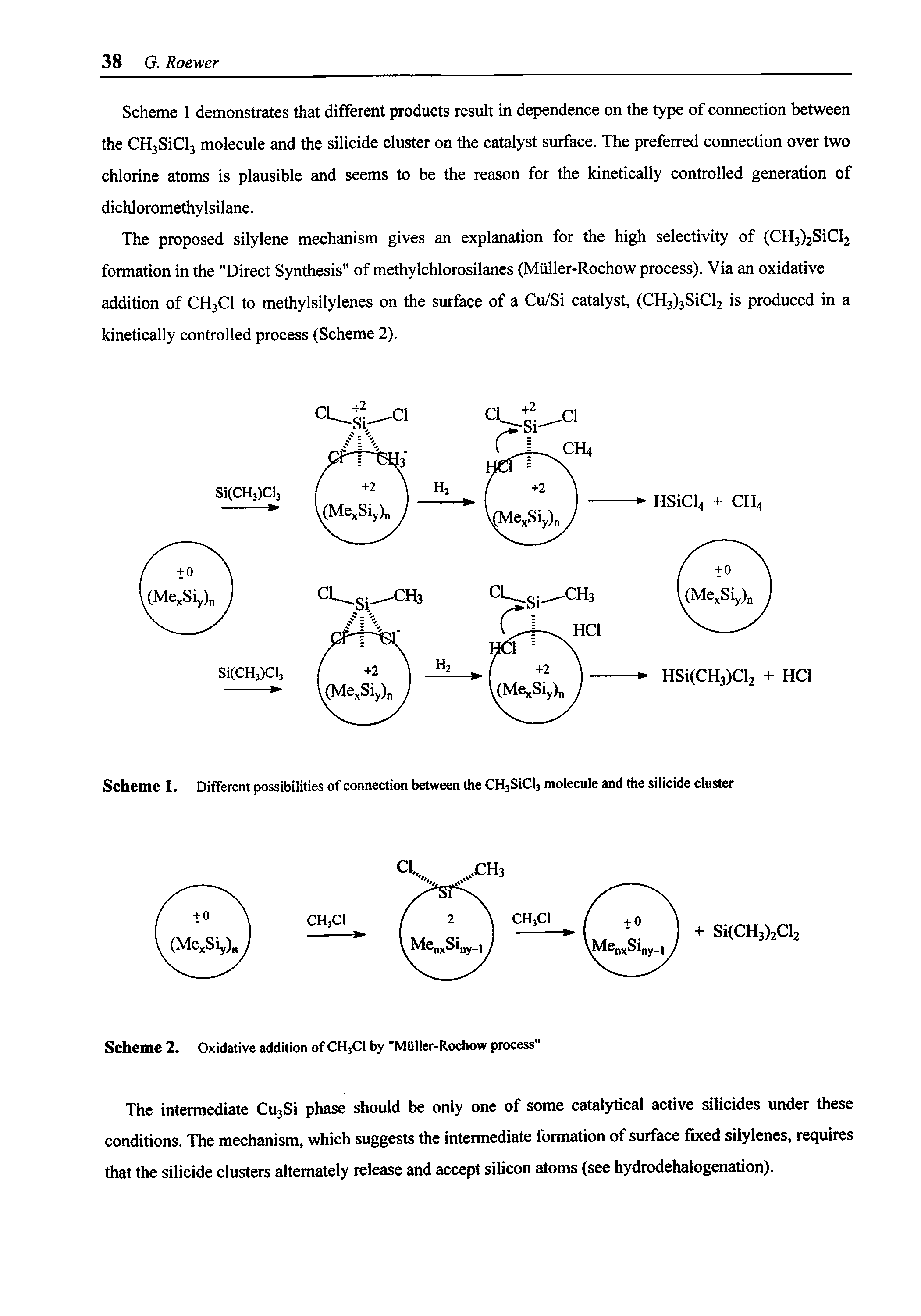 Scheme 2. Oxidative addition of CH3CI by "MOIIer-Rochow process"...