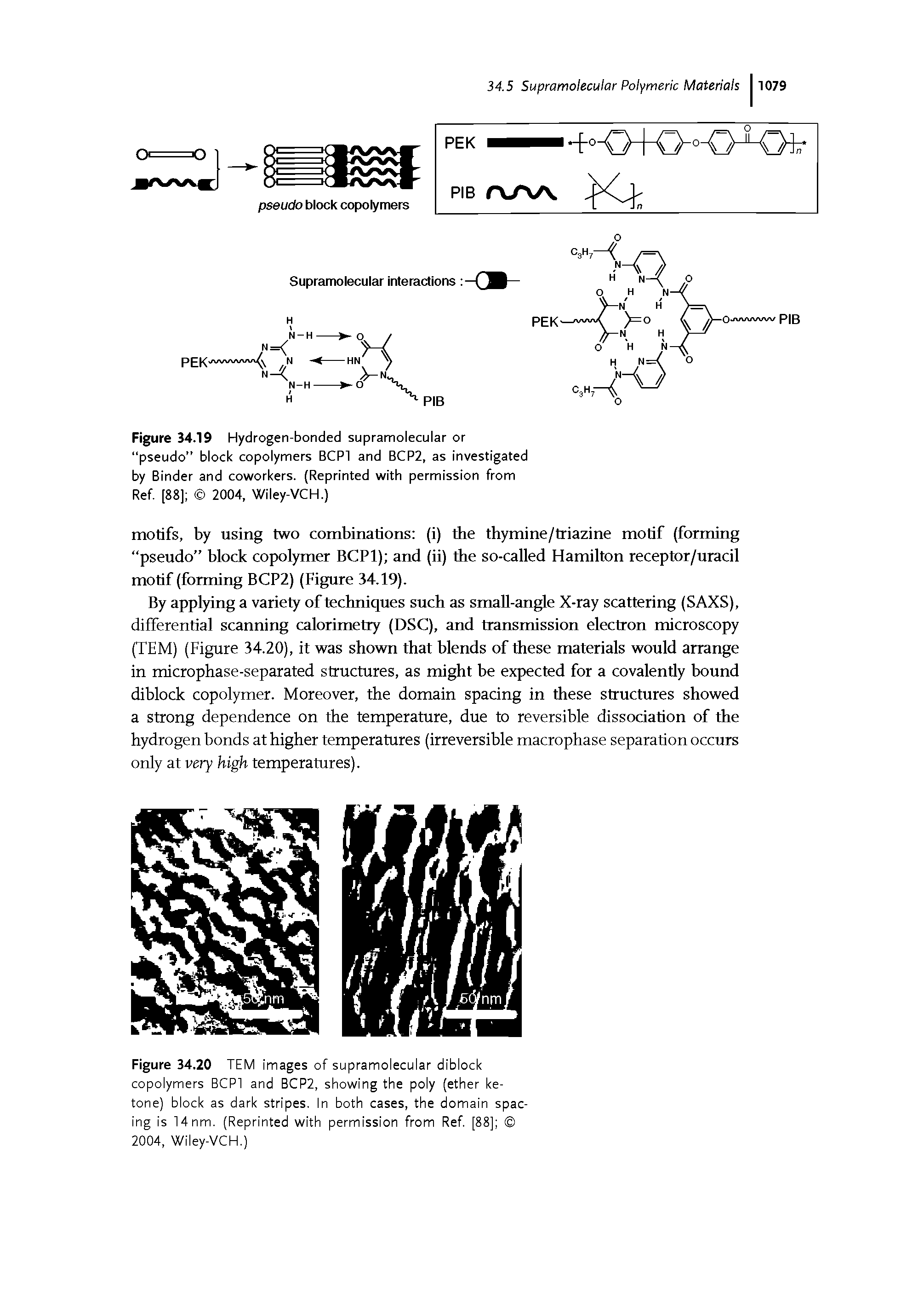 Figure 34.19 Hydrogen-bonded supramolecular or pseudo" block copolymers BCPl and BCP2, as investigated by Binder and coworkers. (Reprinted with permission from Ref. [88] 2004, Wiley-VCH.)...