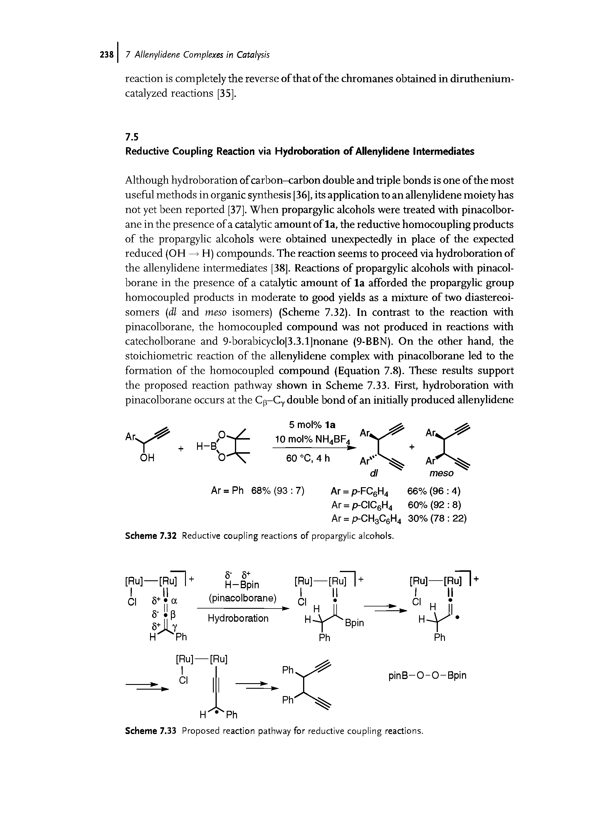 Scheme 7.32 Reductive coupling reactions of propargylic alcohols.