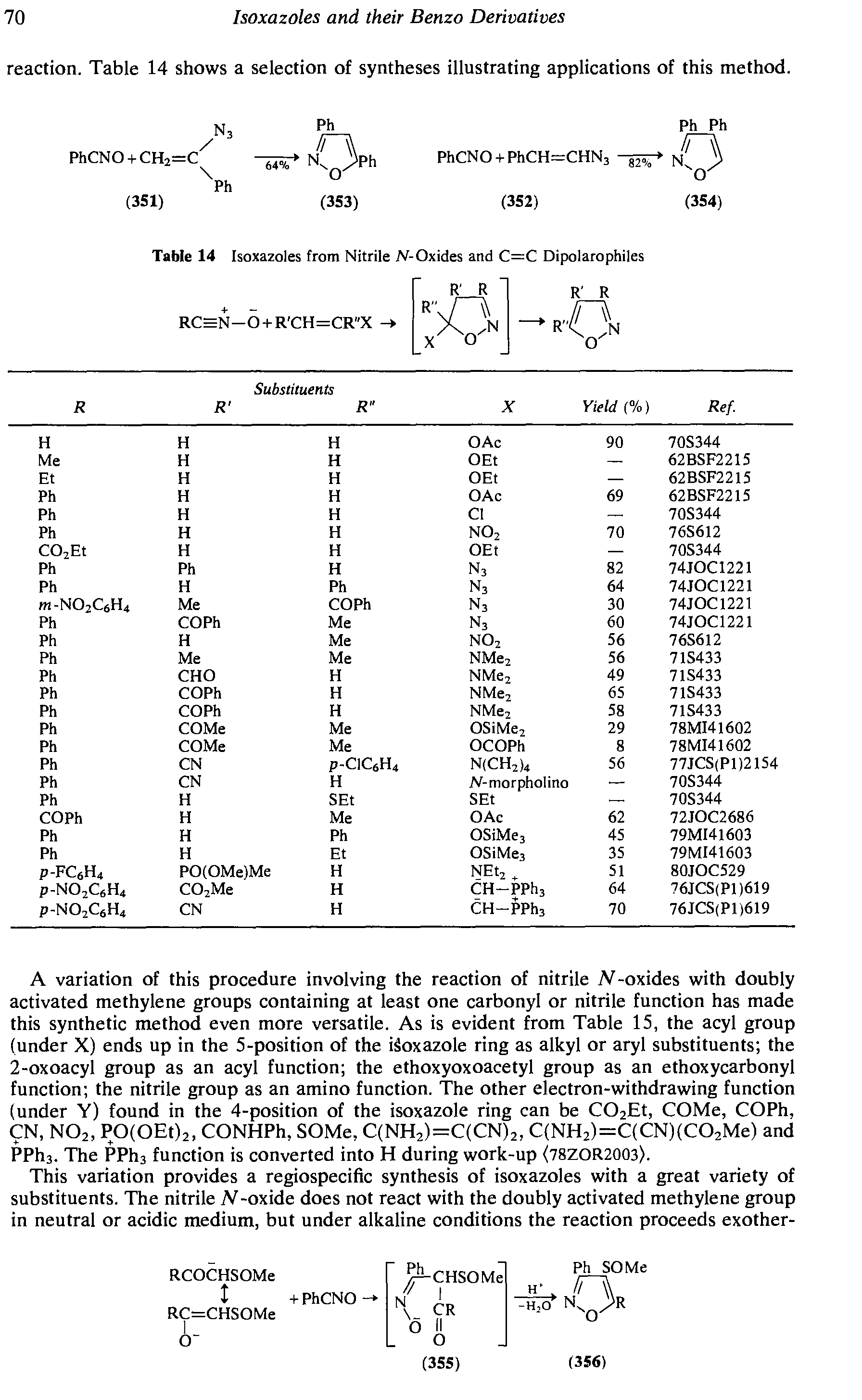 Table 14 Isoxazoles from Nitrile N-Oxides and C=C Dipolarophiles...