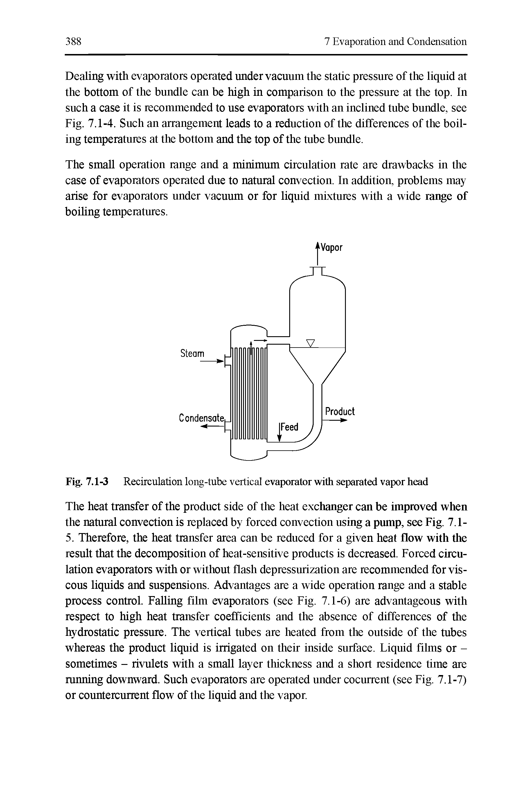 Fig. 7.1-3 Recirculation long-tube vertical evaporator with separated vapor head...