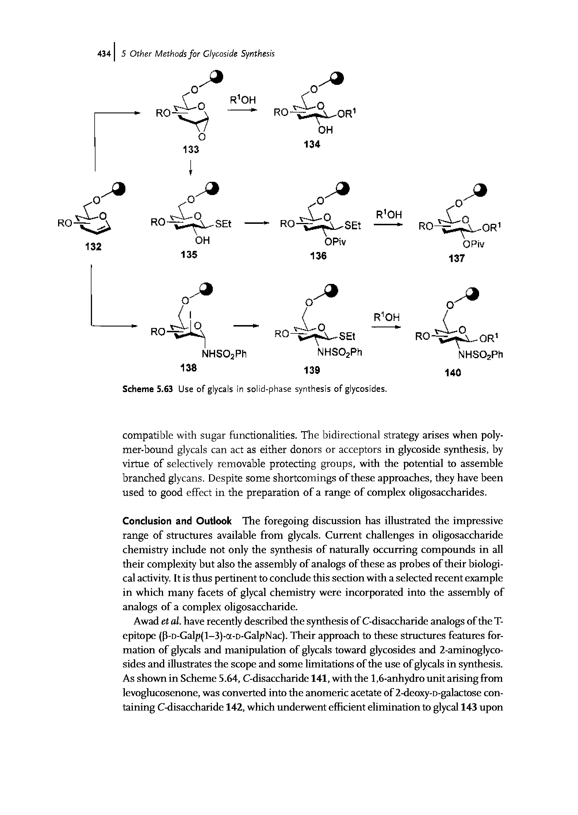 Scheme 5.63 Use of glycals in solid-phase synthesis of glycosides.