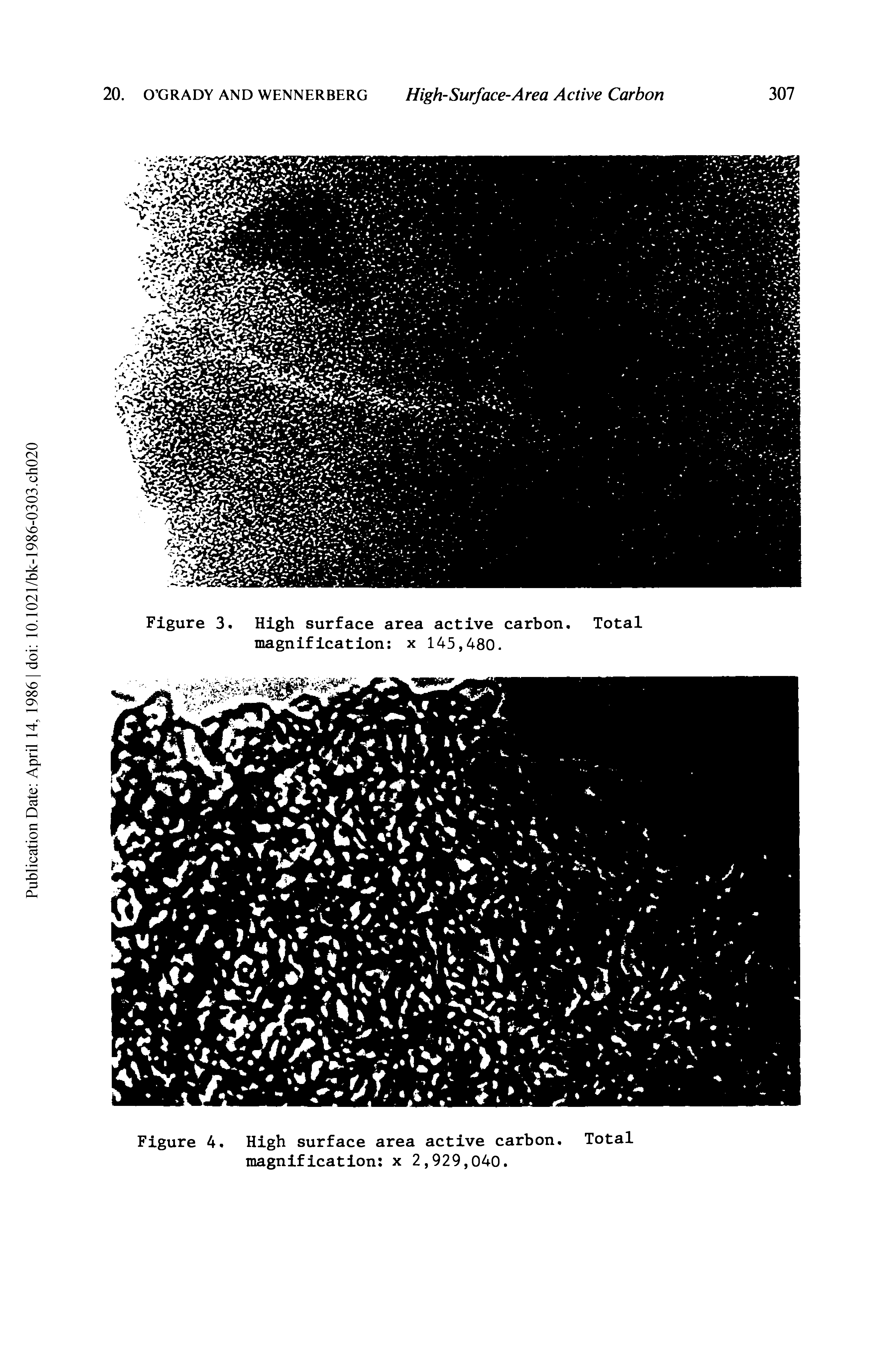Figure 3. High surface area active carbon. Total magnification x 145,480.