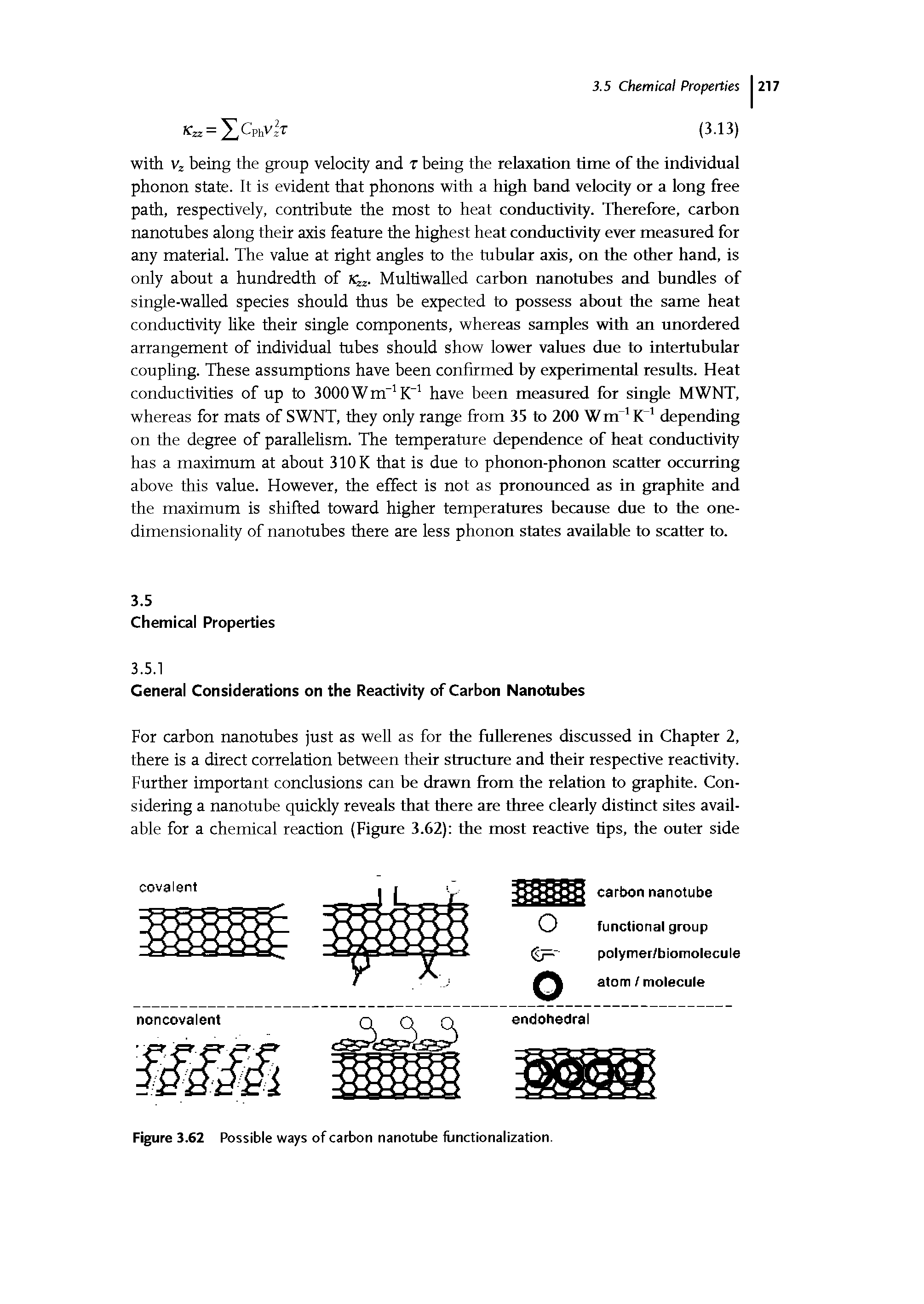 Figure 3.62 Possible ways of carbon nanotube functionalization.