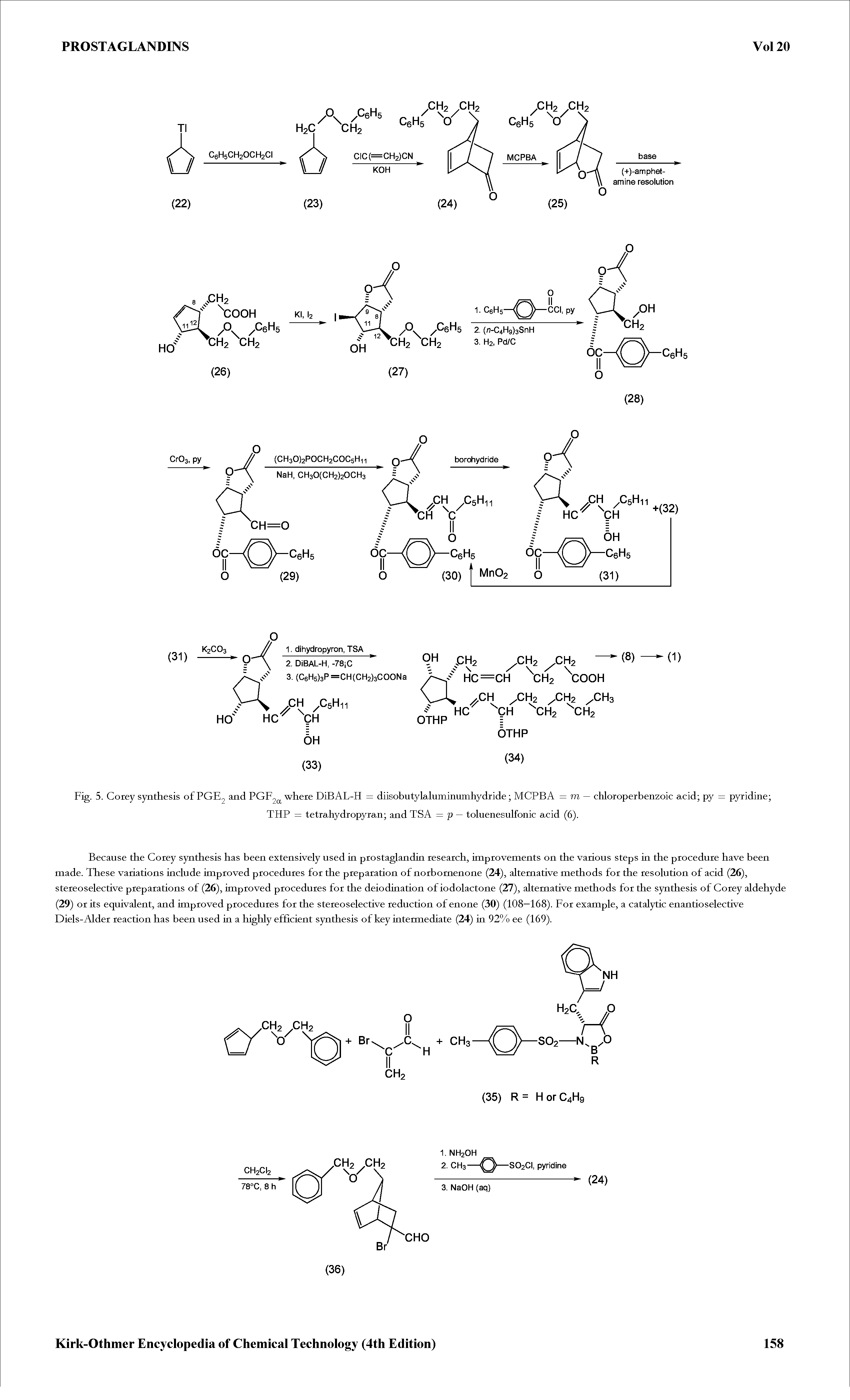 Fig. 5. Corey synthesis ofPGE2 and PGF2Q, where DiBAL-H = diisobutylaluminumhydride MCPBA = m — chloroperbenzoic acid py = pyridine ...