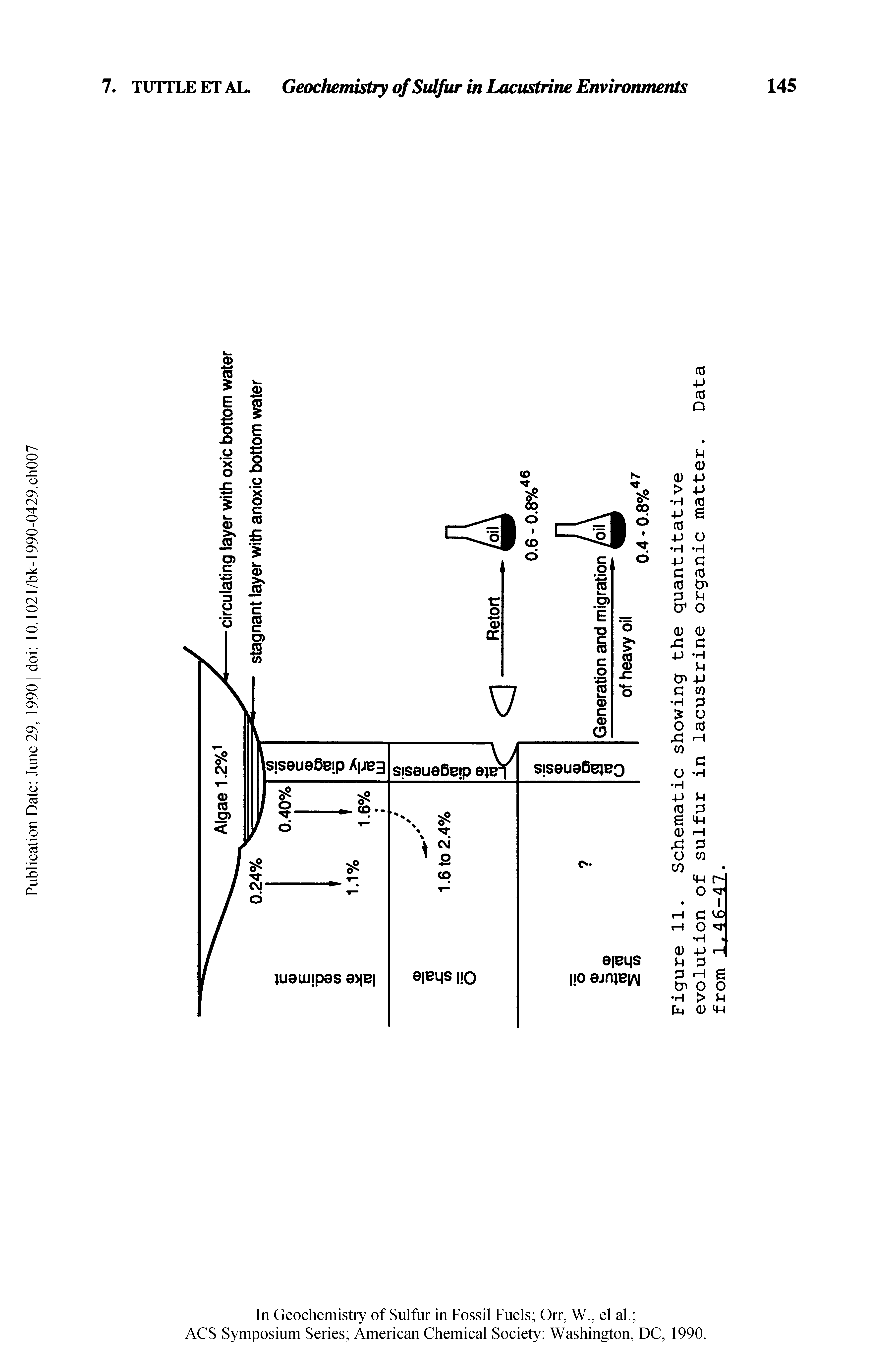 Figure 11. Schematic showing the quantitative evolution of sulfur in lacustrine organic matter. Data from 1,16.-12.
