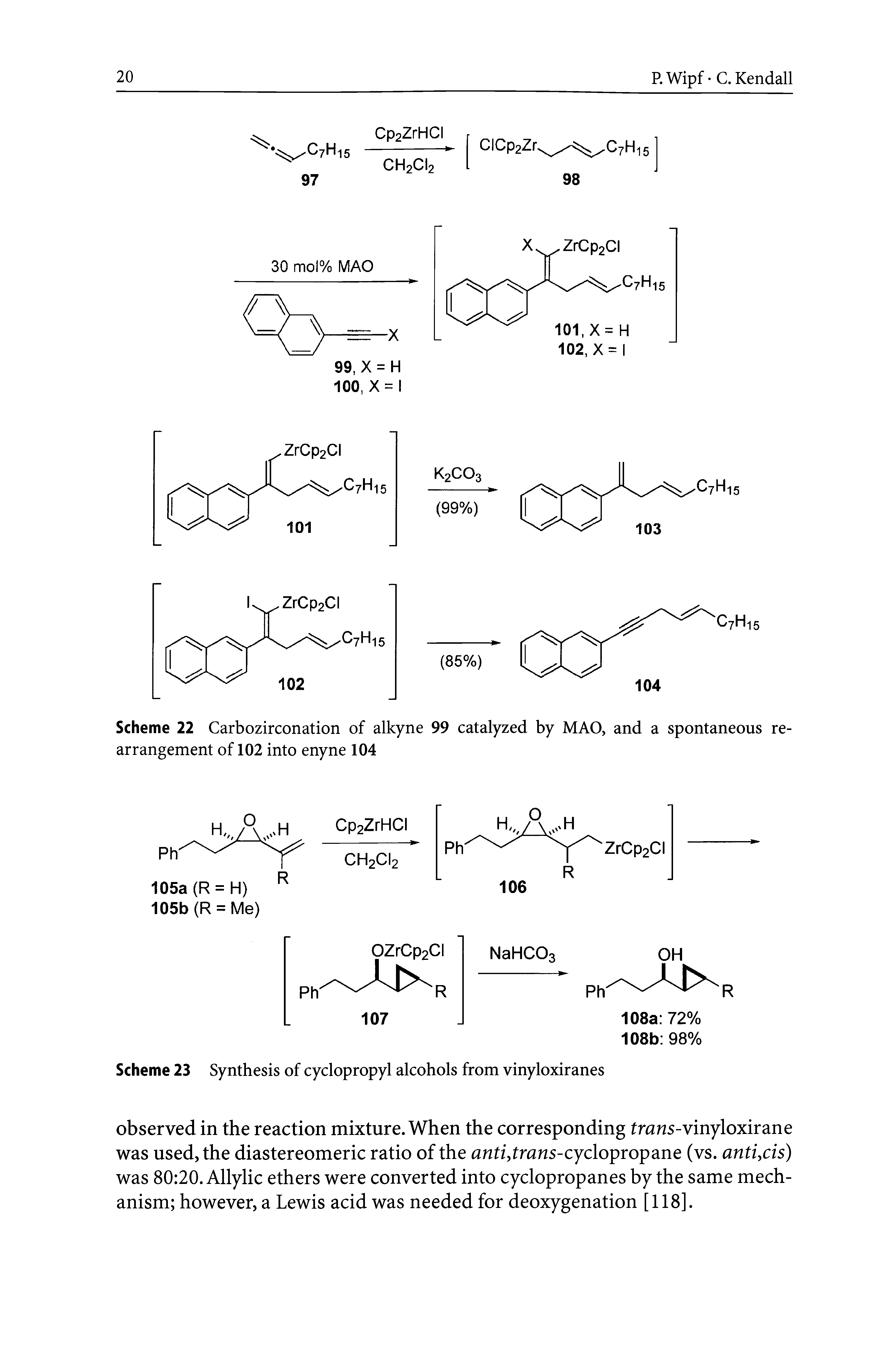 Scheme 23 Synthesis of cyclopropyl alcohols from vinyloxiranes...