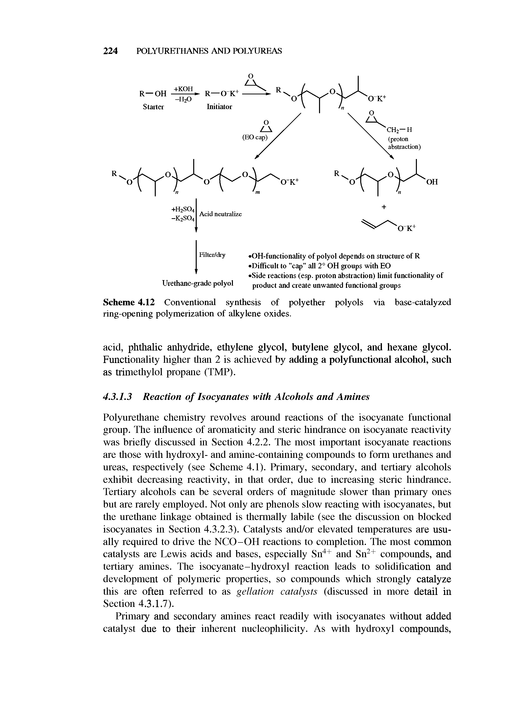 Scheme 4.12 Conventional synthesis of polyether polyols via base-catalyzed ring-opening polymerization of alkylene oxides.