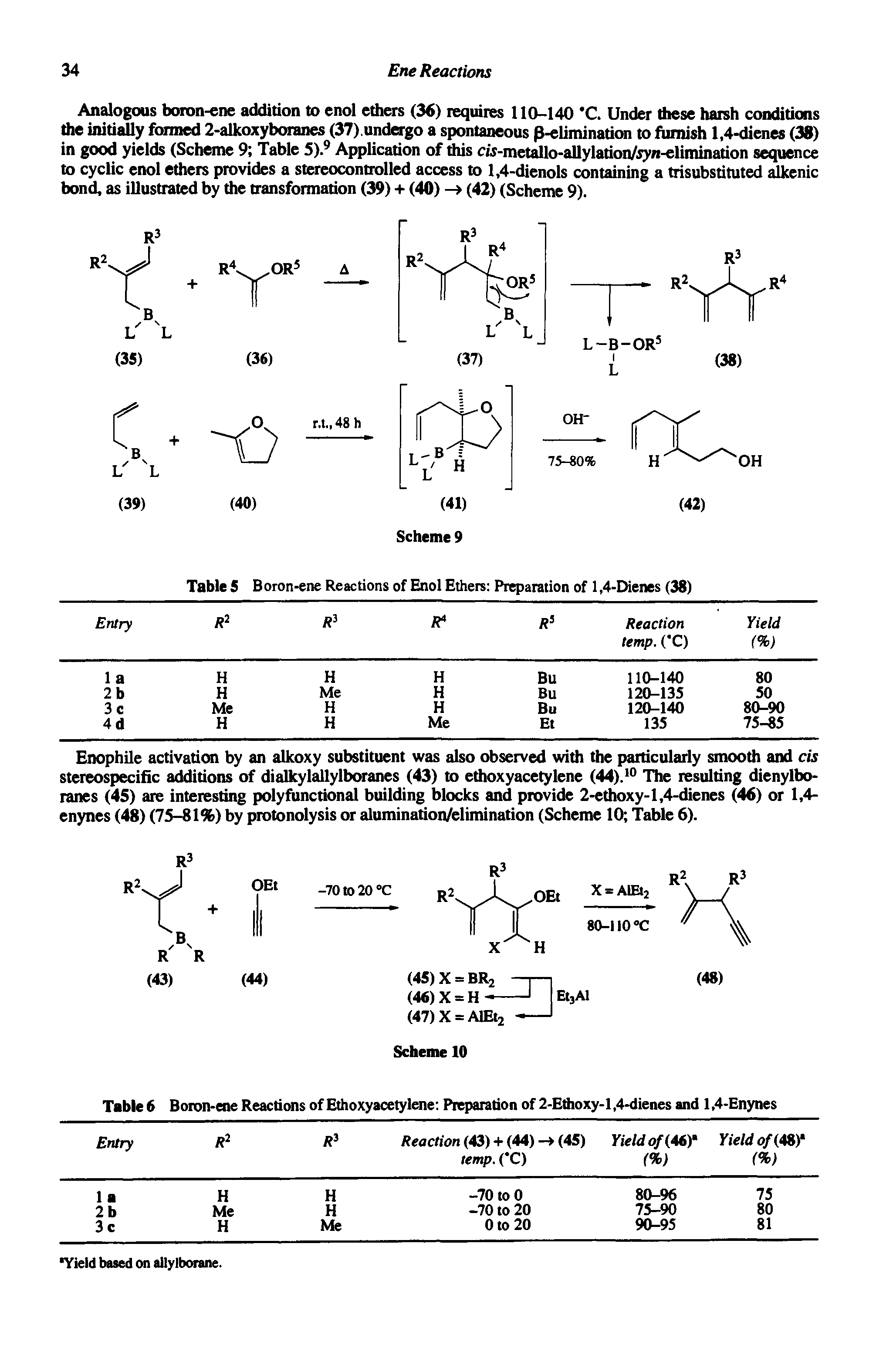 Table 6 Boron-ene Reactions of Ethoxyacetylene Preparation of 2-Etfaoxy-l, 4-dienes and 1,4-Enynes...