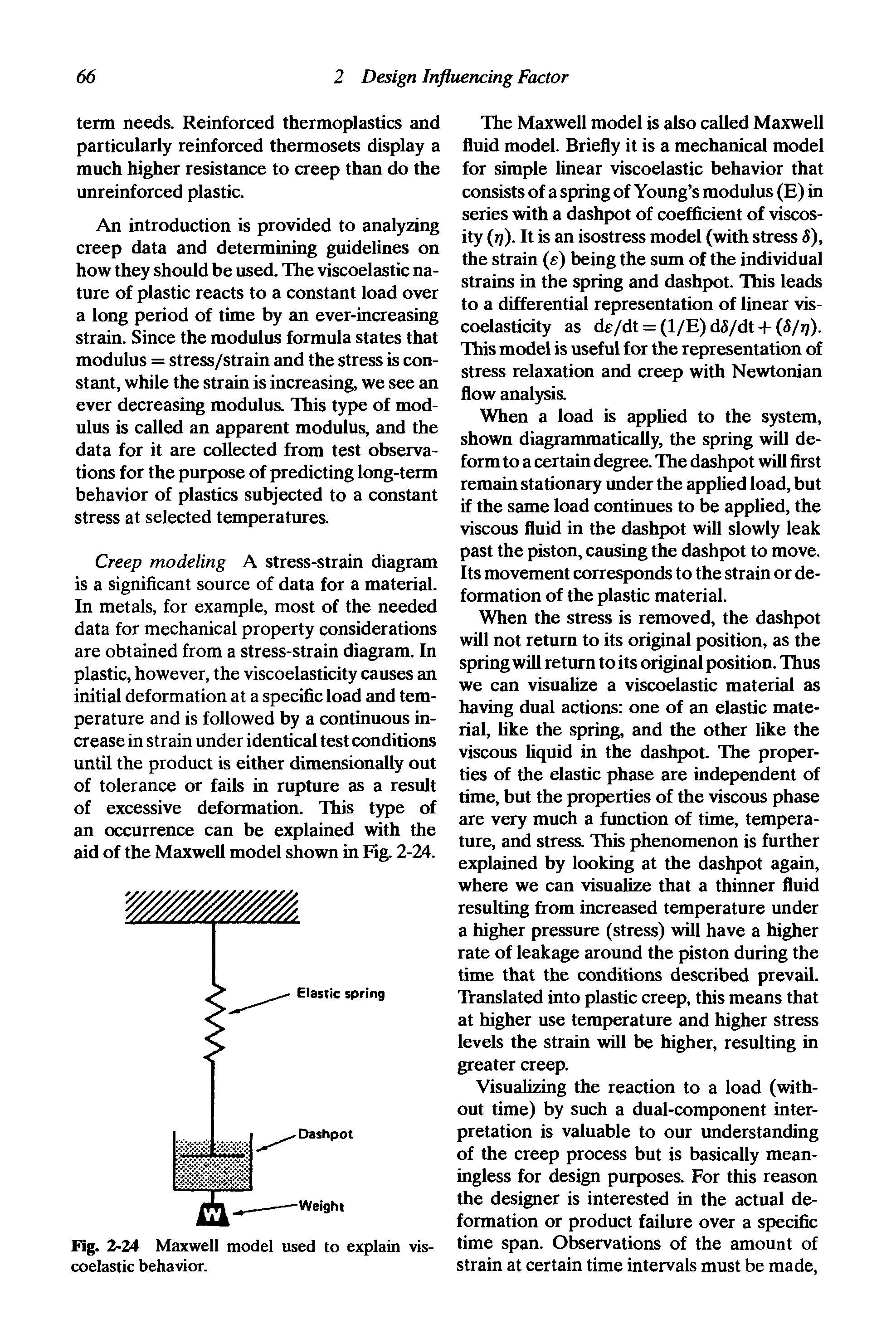Fig. 2-24 Maxwell model used to explain viscoelastic behavior.