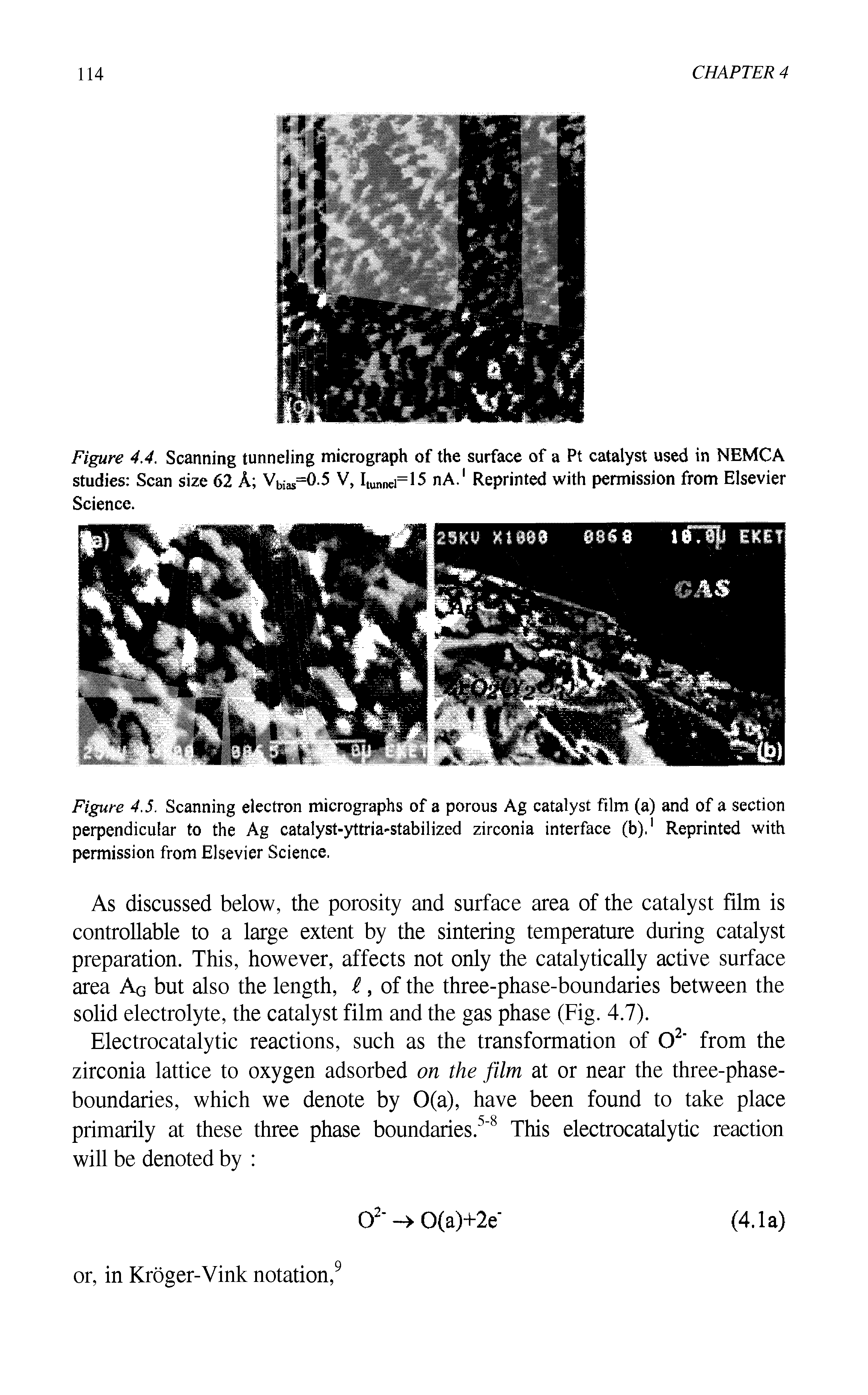 Figure 4.4. Scanning tunneling micrograph of the surface of a Pt catalyst used in NEMCA studies Scan size 62 A Vbias=0.5 V, Itunnd=15 nA.1 Reprinted with permission from Elsevier Science.