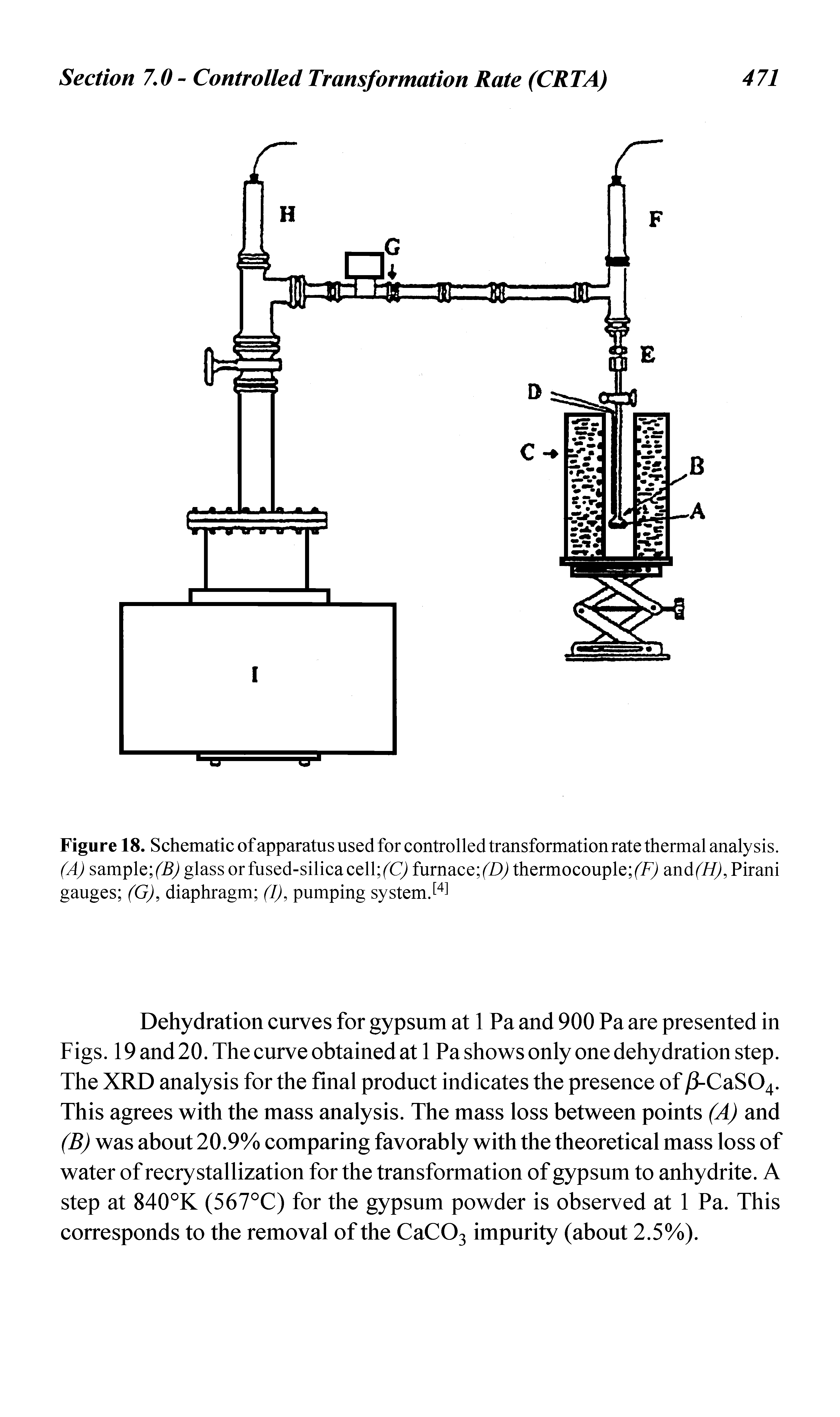 Figure 18. Schematic of apparatus used for controlled transformation rate thermal analysis. (A) sample ( 5 glass orfused-silicacell ( Q furnace fDj thermocouple f ) andfT/), Pirani gauges (G), diaphragm (I), pumping system. ]...