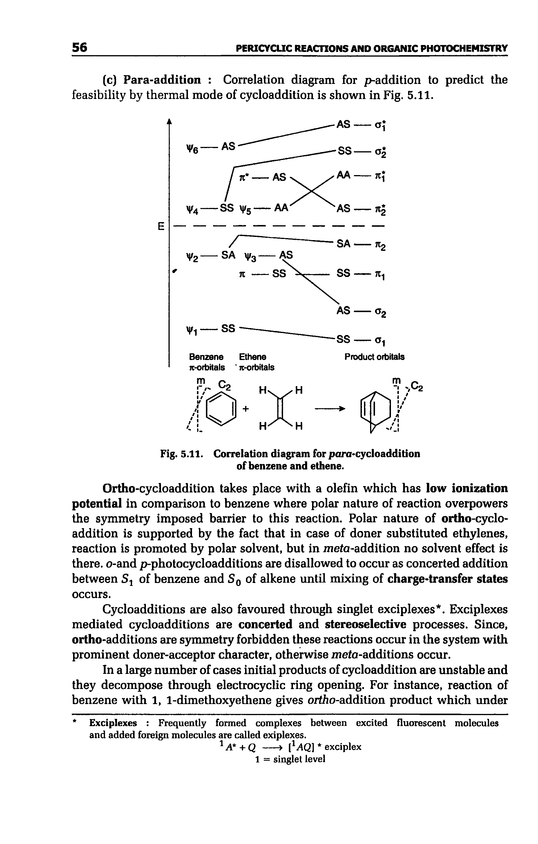 Fig. 5.11. Correlation diagram for pora-cycloaddition of benzene and ethene.