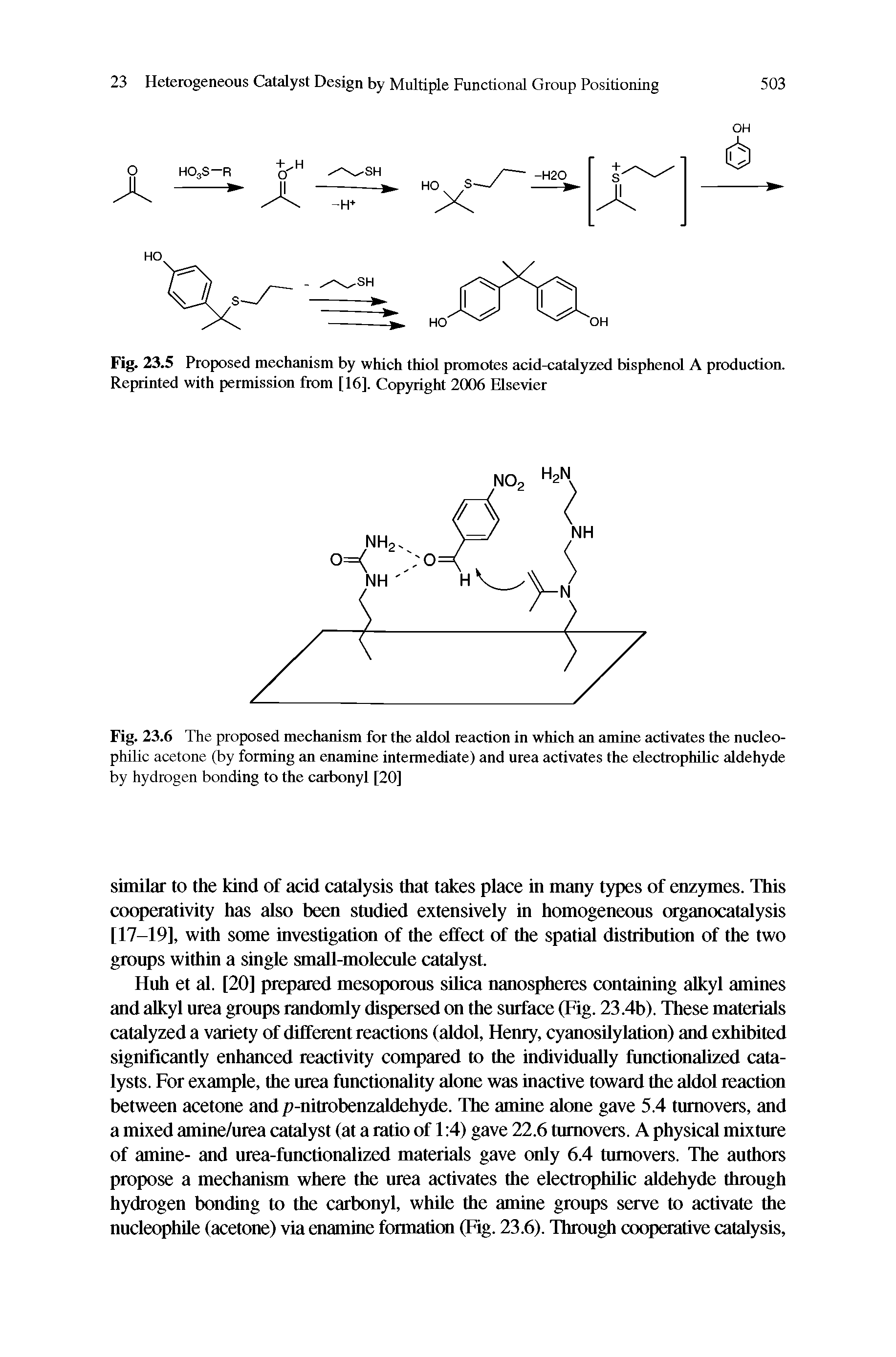 Fig. 23.5 Proposed mechanism by which thiol promotes acid-catalyzed bisphenol A production. Reprinted with permission from [16], Copyright 2006 Elsevier...