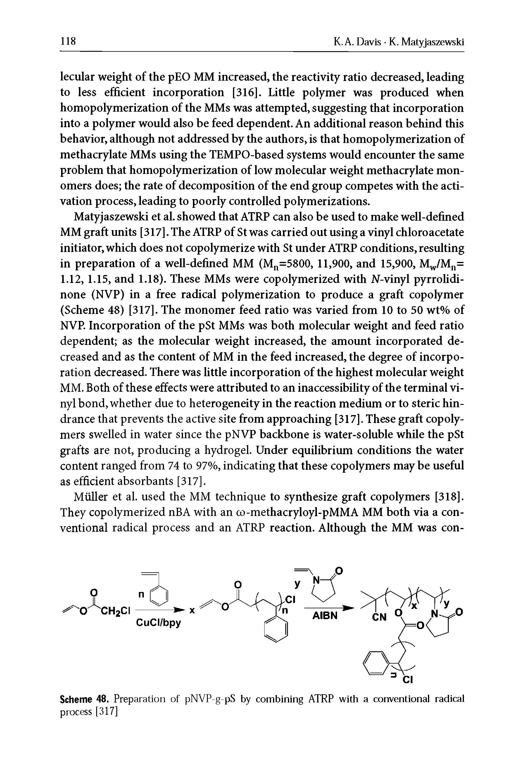 Scheme 48. Preparation of pNVP-g-pS by combining ATRP with a conventional radical process [317]...