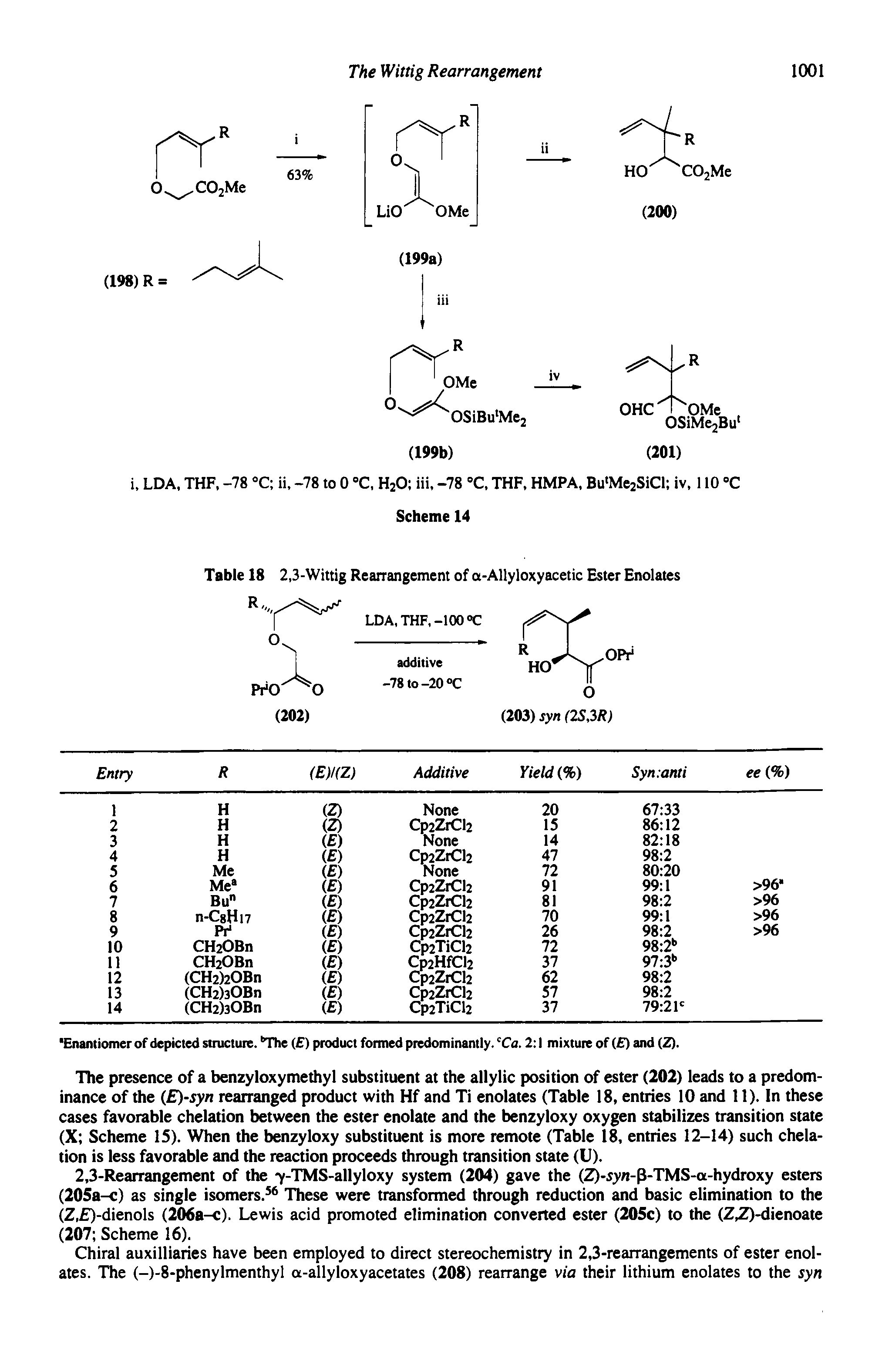 Table 18 2,3-Wittig Rearrangement of o-Allyloxyacetic Ester Enolates LDA, THF,-100 C...