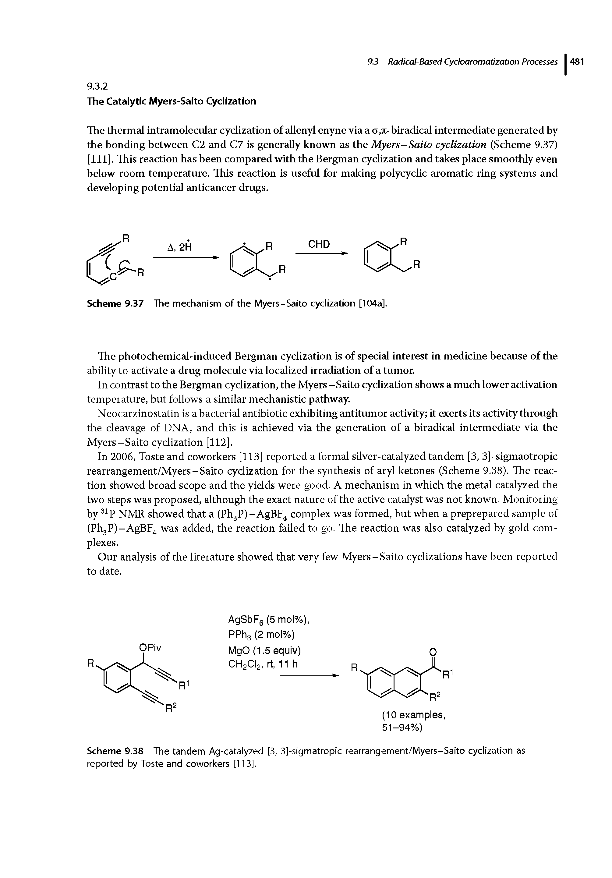 Scheme 9.37 The mechanism of the Myers-Saito cyclization [104a].