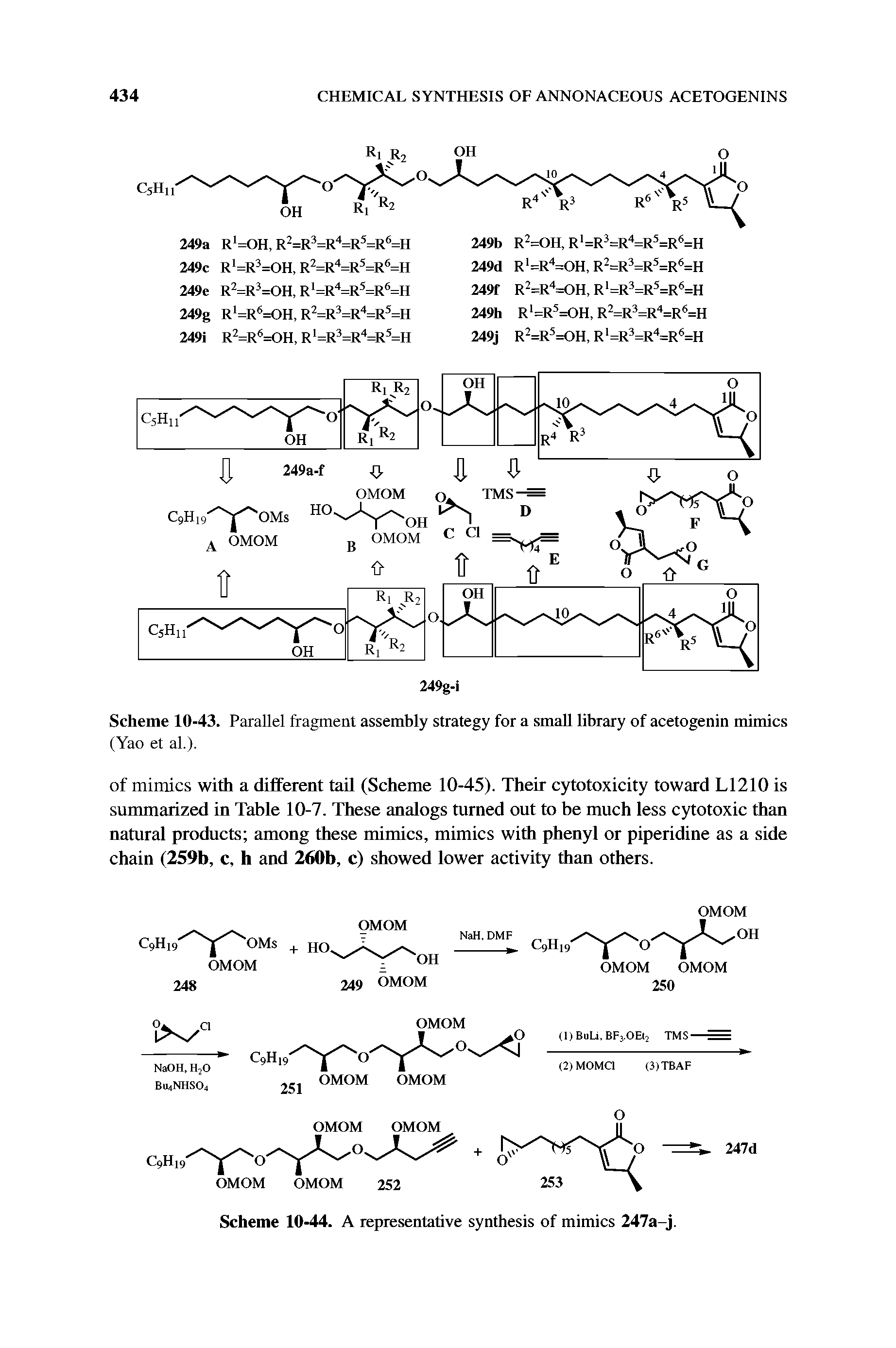 Scheme 10-43. Parallel fragment assembly strategy for a small library of acetogenin mimics...