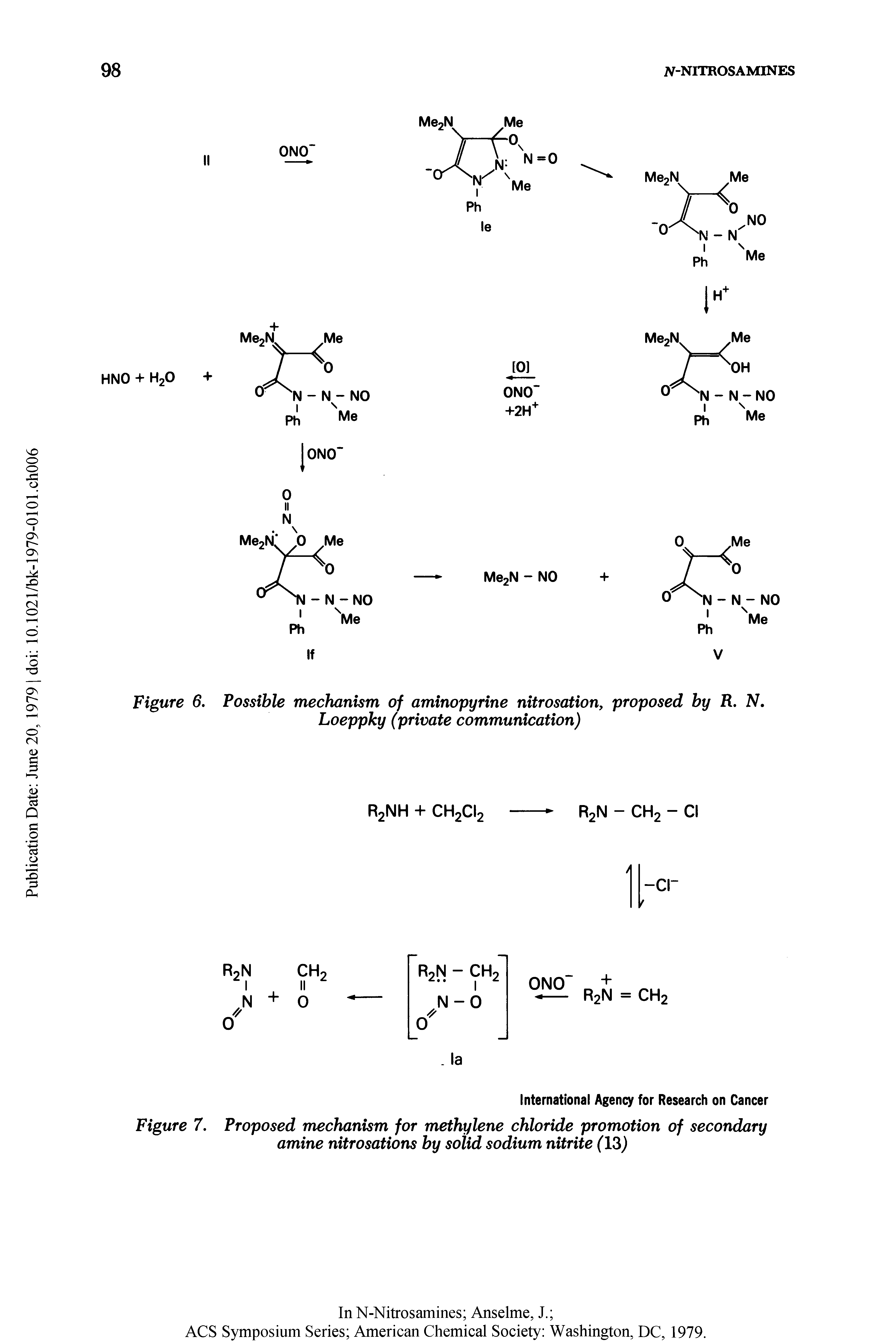 Figure 7. Proposed mechanism for methylene chloride promotion of secondary amine nitrosations by solid sodium nitrite (13)...