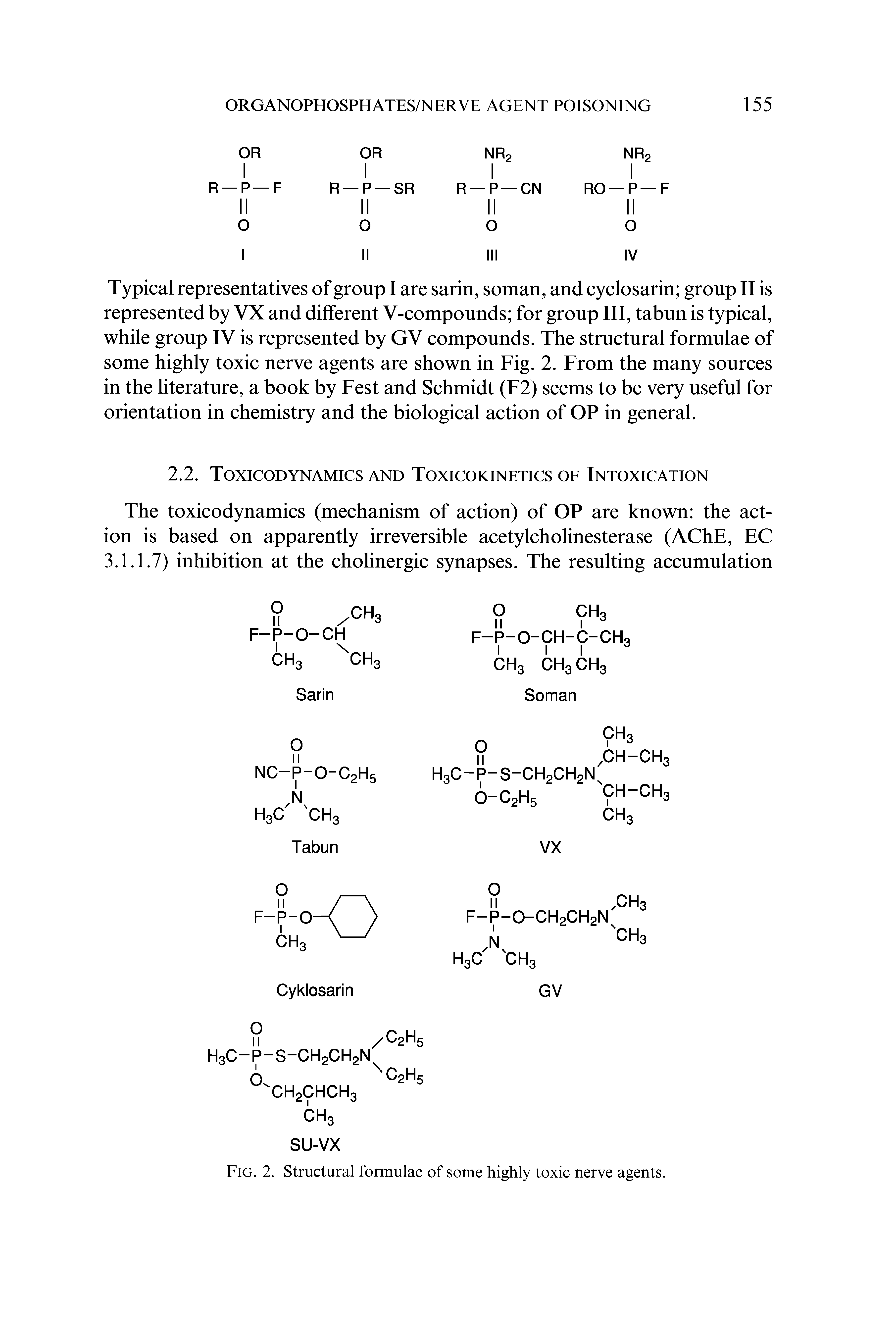 Fig. 2. Structural formulae of some highly toxic nerve agents.