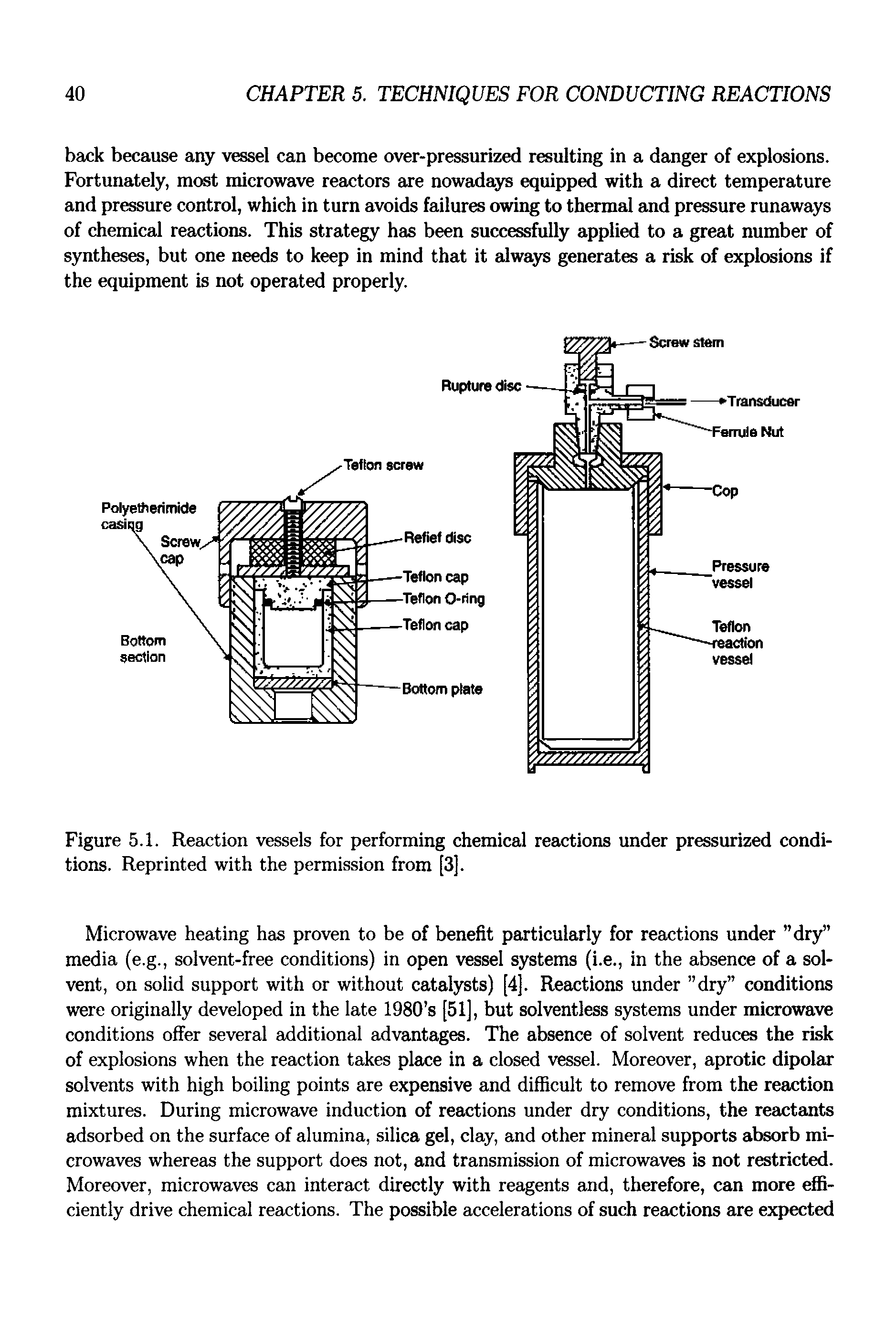 Figure 5.1. Reaction vessels for performing chemical reactions under pressurized conditions. Reprinted with the permission from [3].