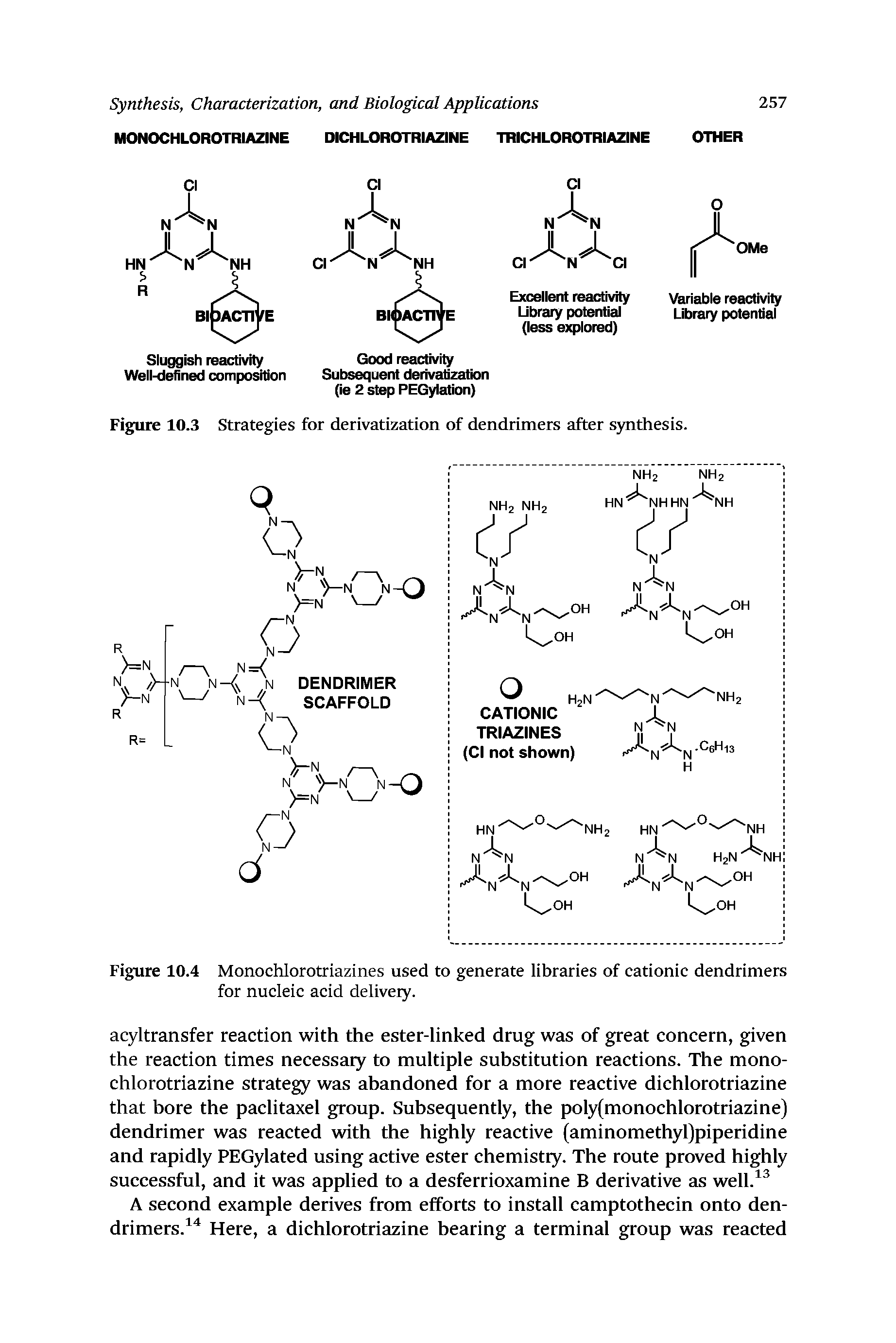 Figure 10.4 Monochlorotriazines used to generate libraries of cationic dendrimers for nucleic acid deliveiy.