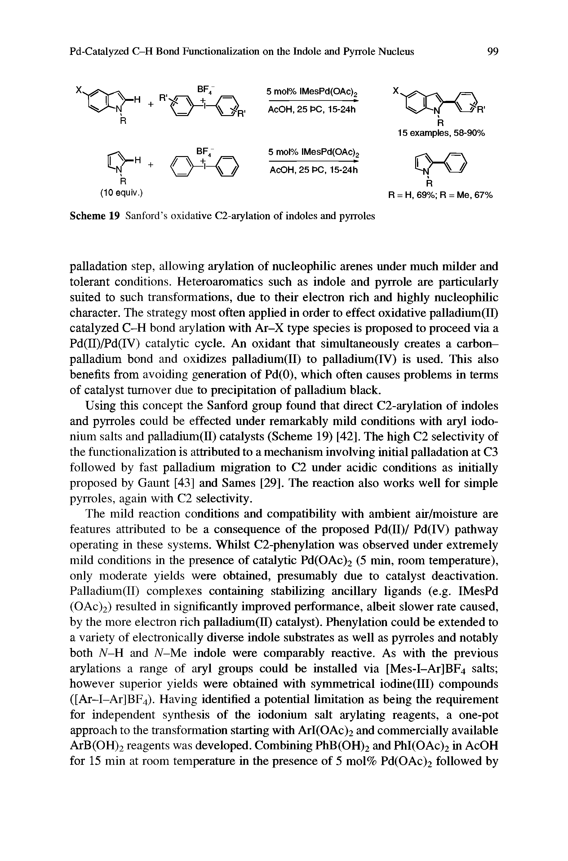 Scheme 19 Sanford s oxidative C2-arylation of indoles and pyrroles...