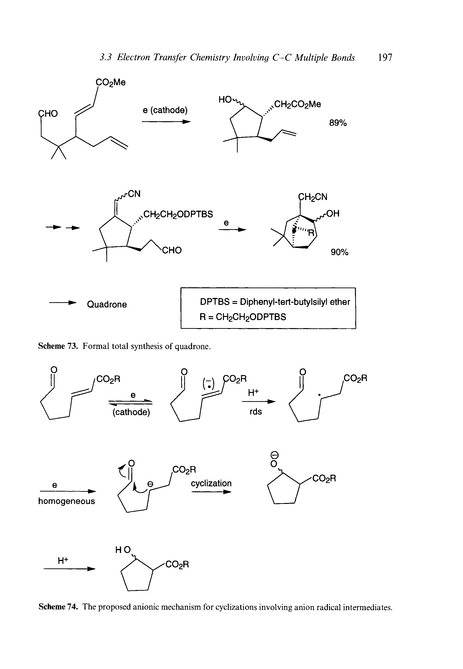 Scheme 74. The proposed anionic mechanism for cyclizations involving anion radical intermediates.