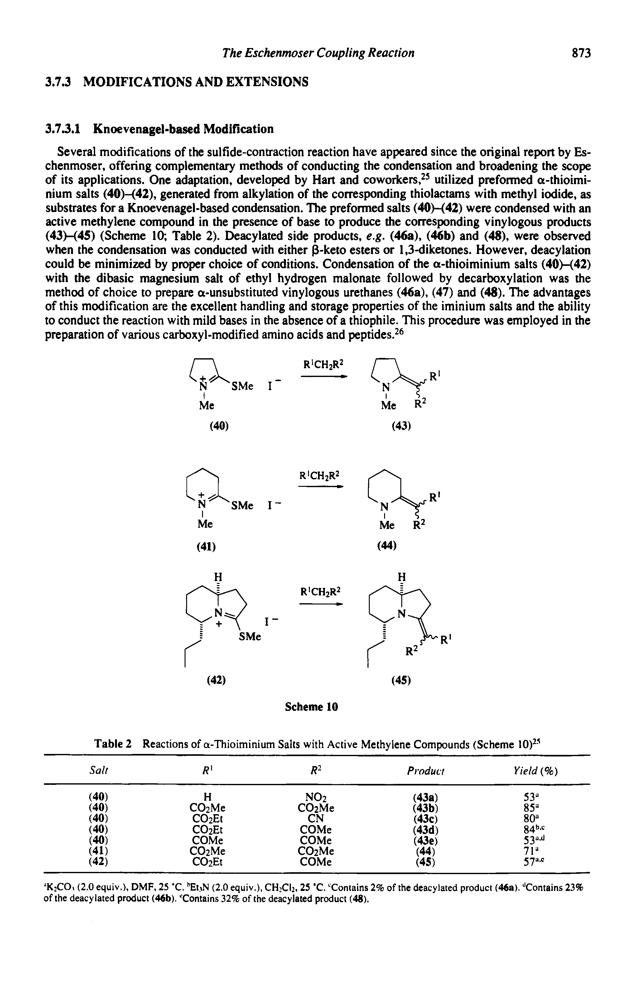 Table 2 Reactions of a-Thioiminium Salts with Active Methylene Compounds (Scheme 10)- ...