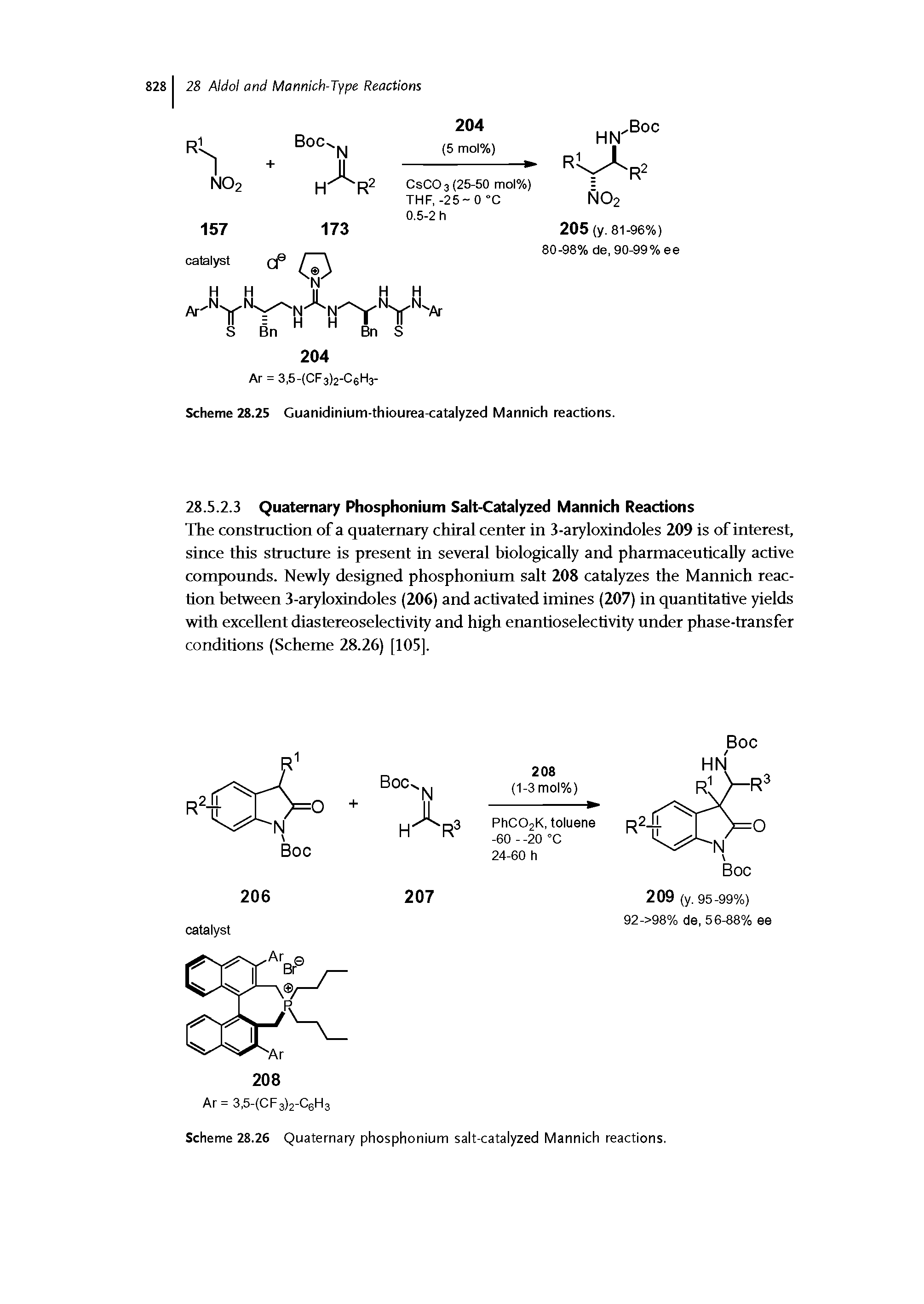 Scheme 28.26 Quaternary phosphonium salt-catalyzed Mannich reactions.