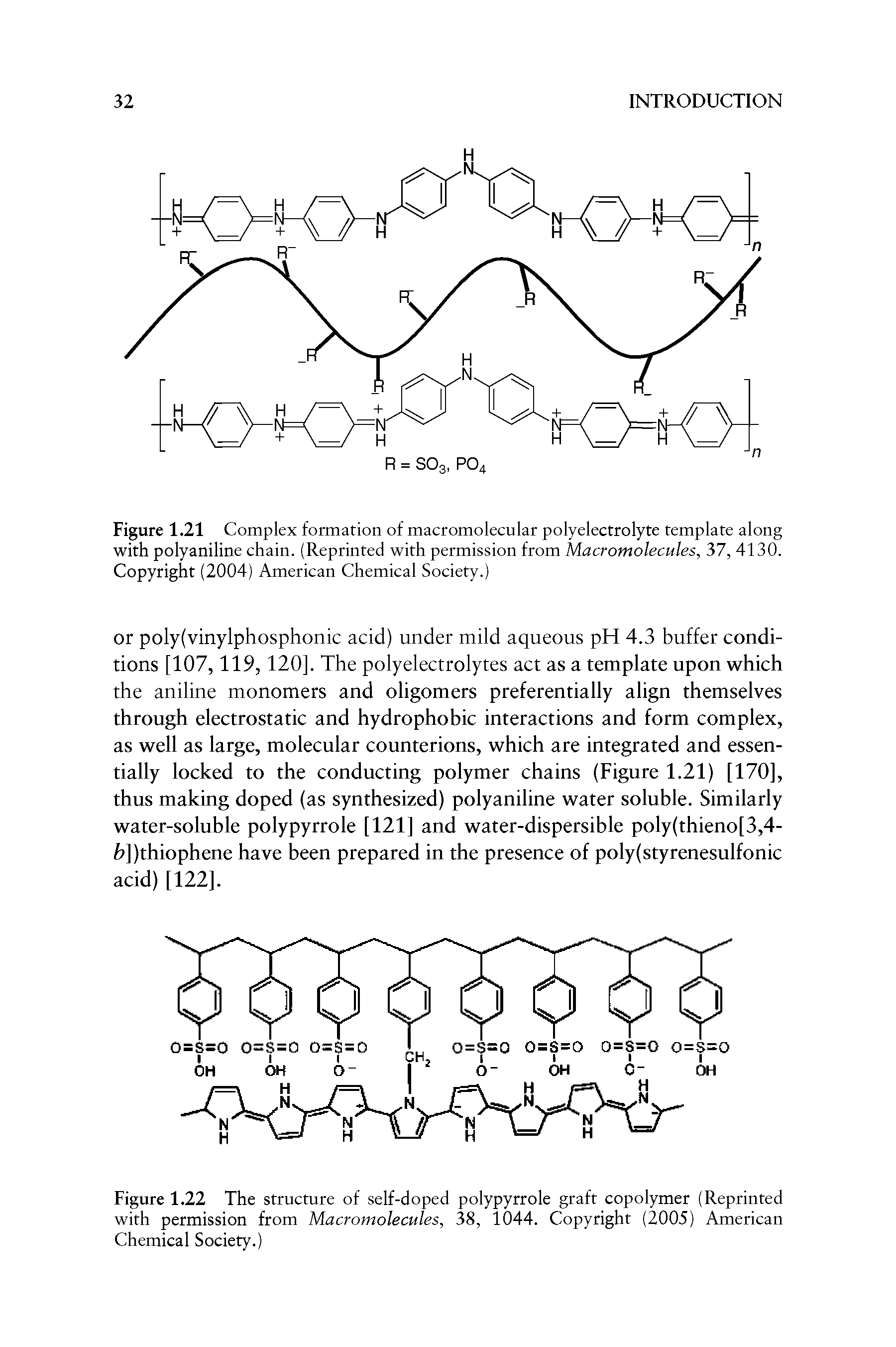 Figure 1.22 The structure of self-doped polypyrrole graft copolymer (Reprinted with permission from Macromolecules, 38, 1044. Copyright (2005) American Chemical Society.)...