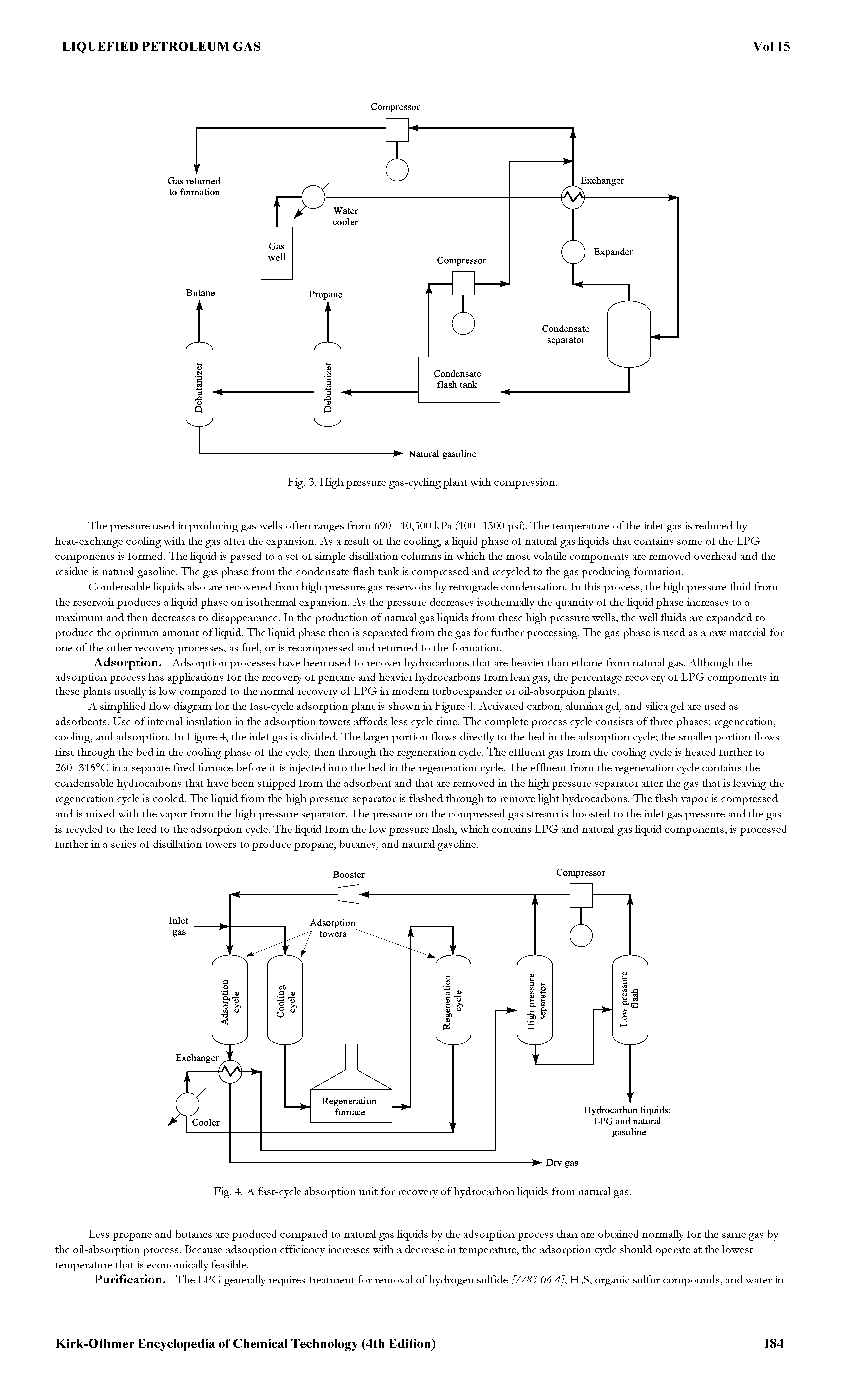 Fig. 3. High pressure gas-cycling plant with compression.