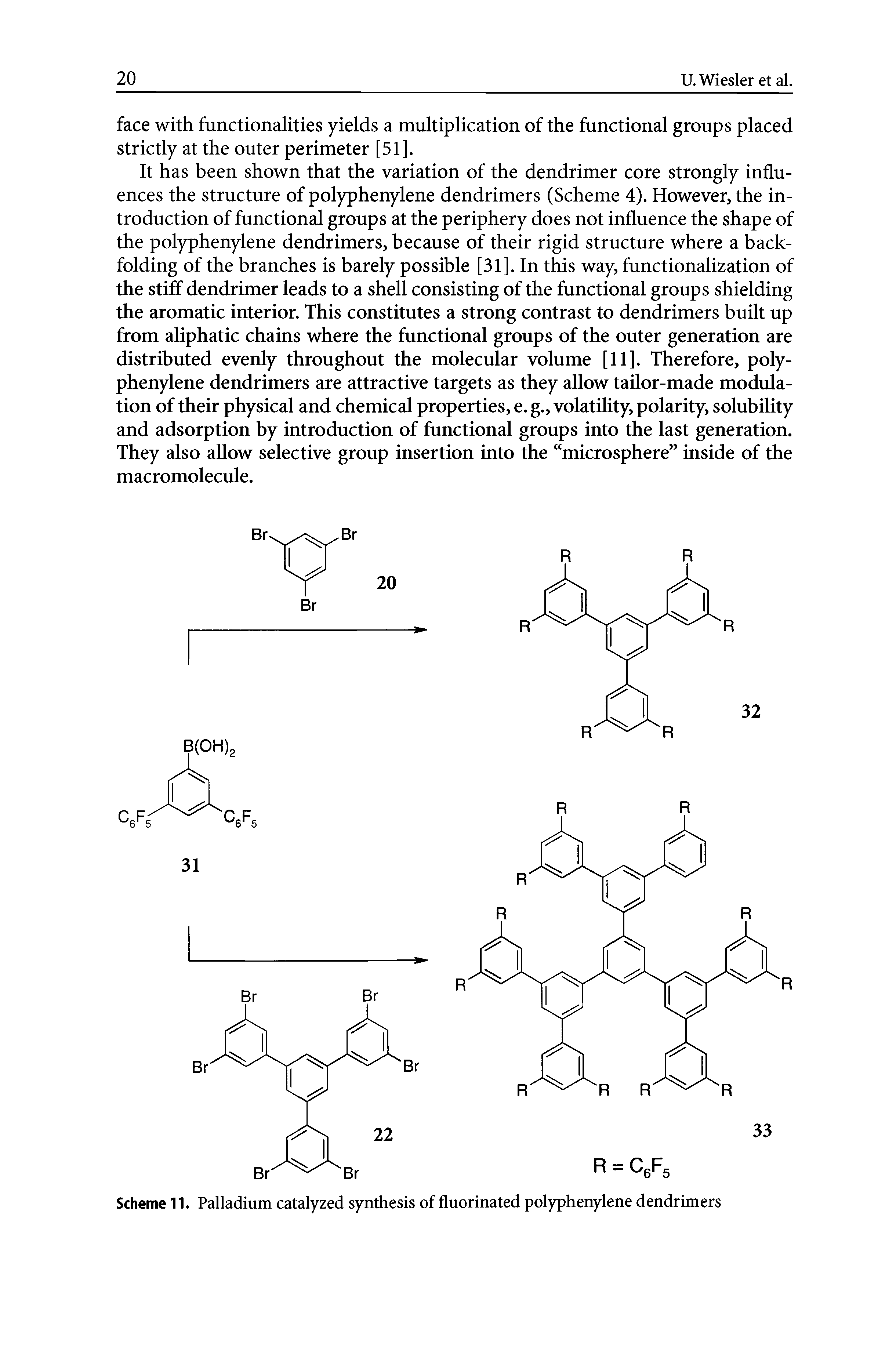 Scheme 11. Palladium catalyzed synthesis of fluorinated polyphenylene dendrimers...