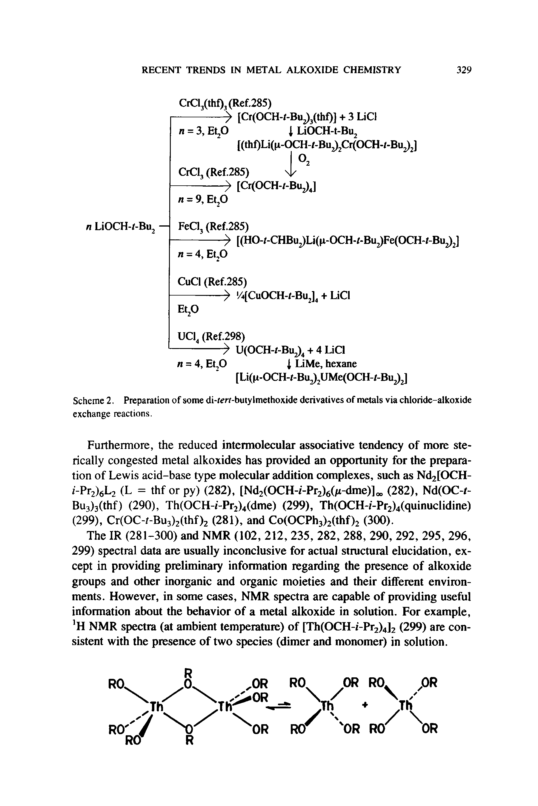 Scheme 2. Preparation of some di-rerr-buty Imethoxide derivatives of metals via chloride-alkoxide exchange reactions.