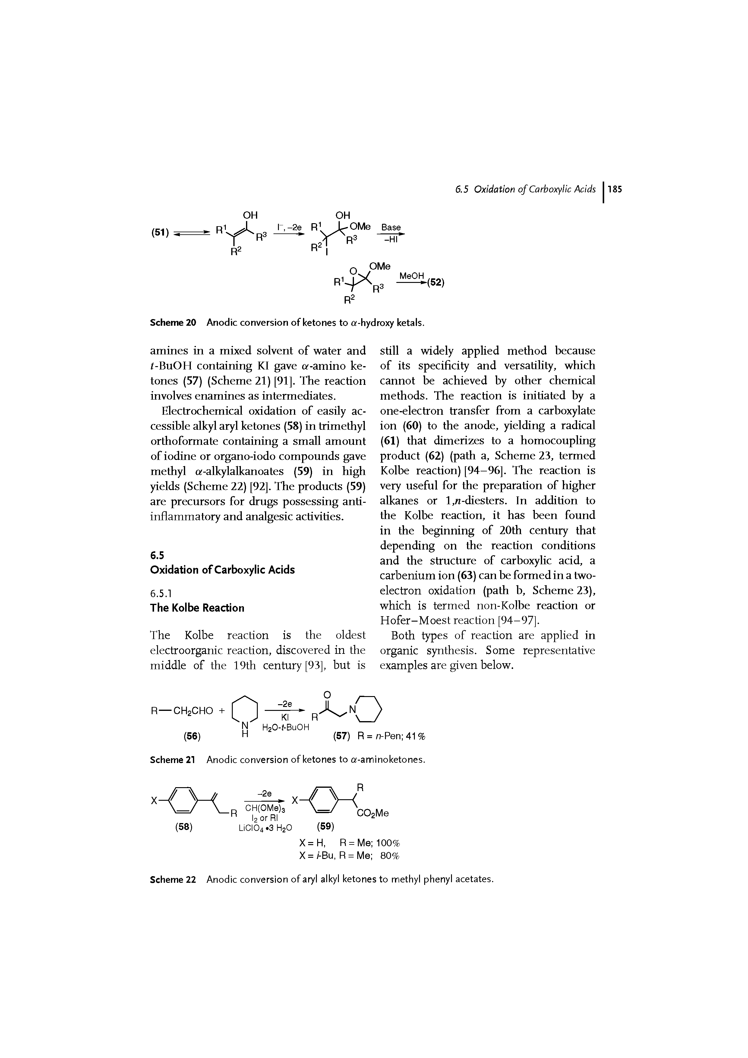 Scheme 22 Anodic conversion of aryl alkyl ketones to methyl phenyl acetates.