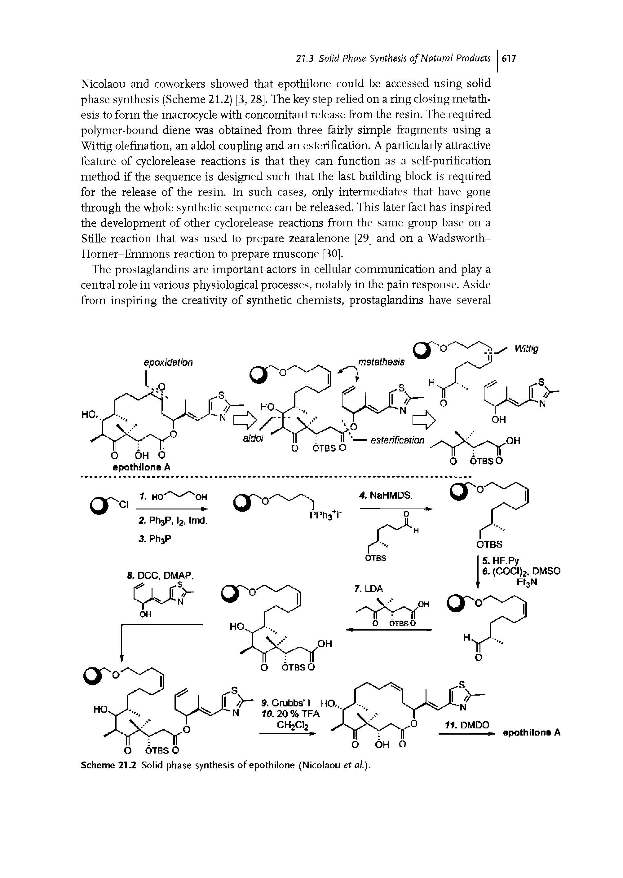 Scheme 21.2 Solid phase synthesis of epothilone (Nicolaou etal.).