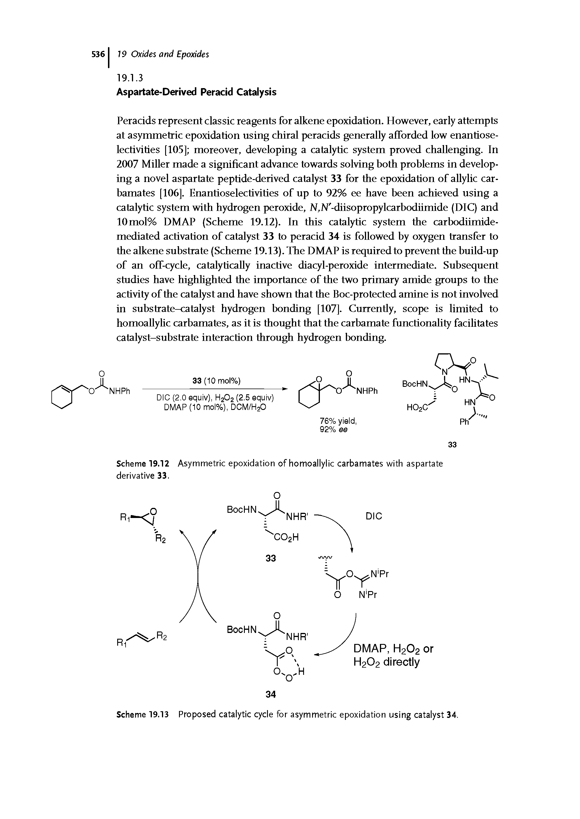 Scheme 19.13 Proposed catalytic cycle for asymmetric epoxidation using catalyst 34.